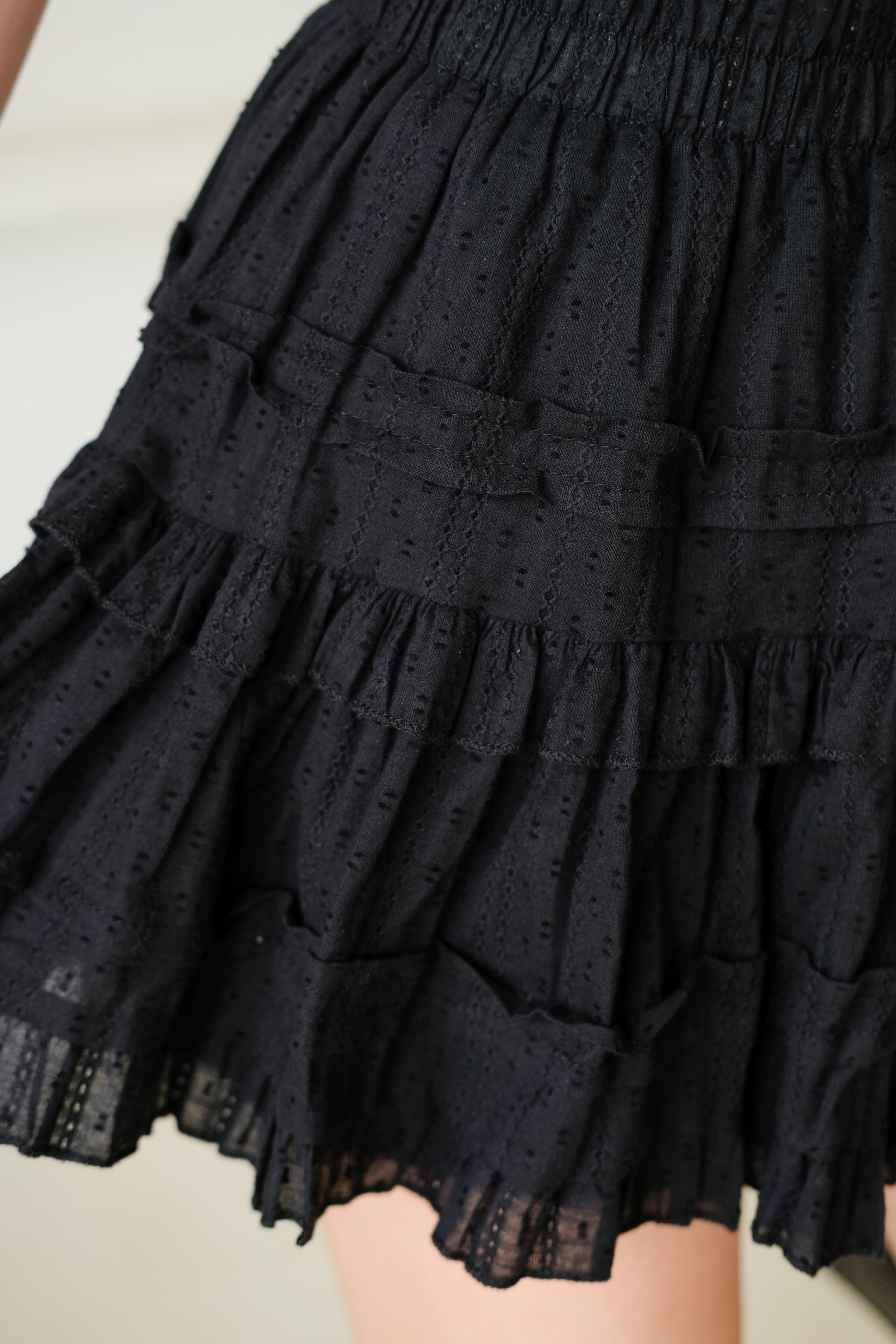 (ETA 12-19 Sep) Lesley Eyelet Skater Skirt (Black)