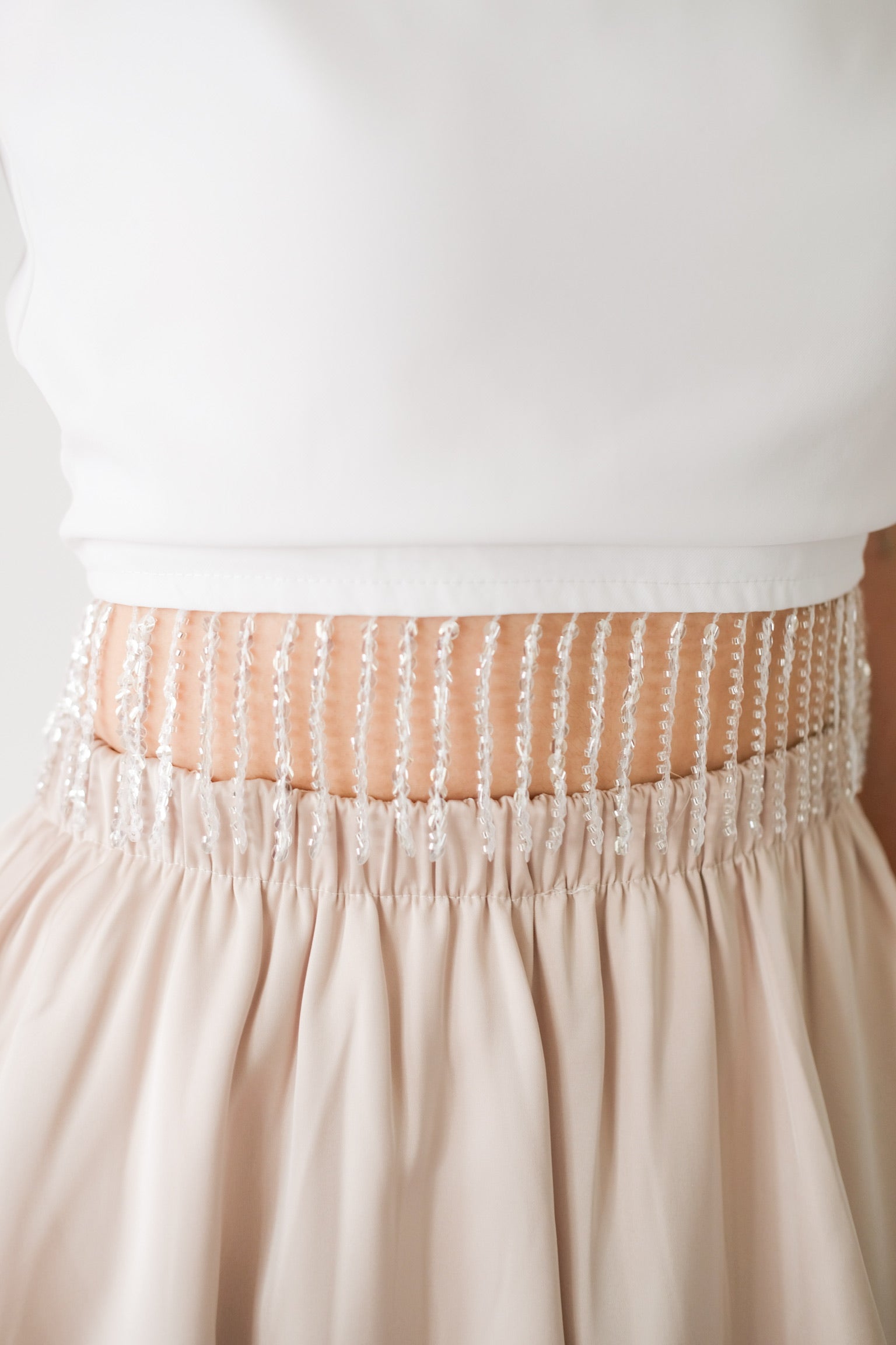 Amaria Embellished Tassel Crop Top (White)