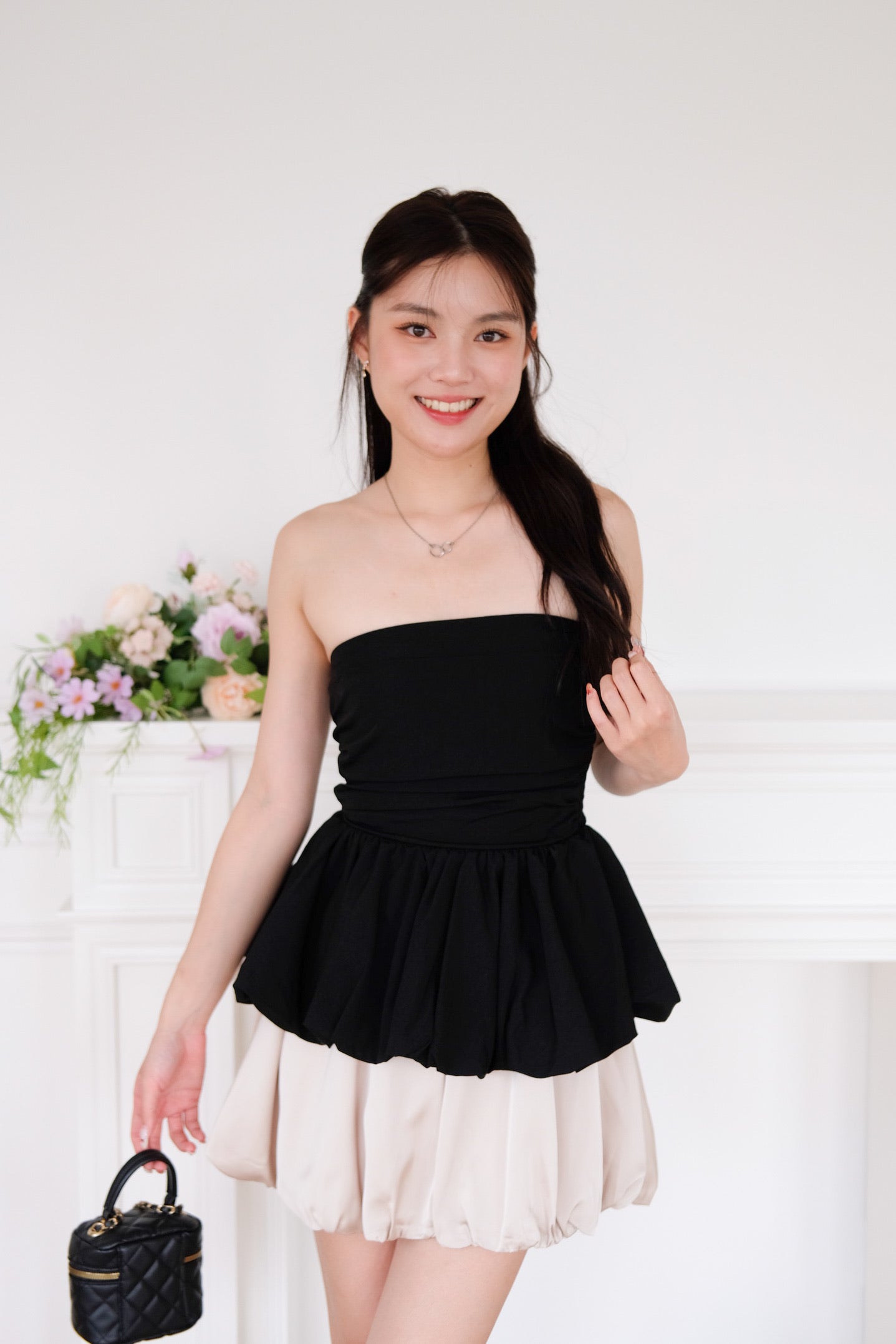 Reiko Peplum Tube Top (Black)