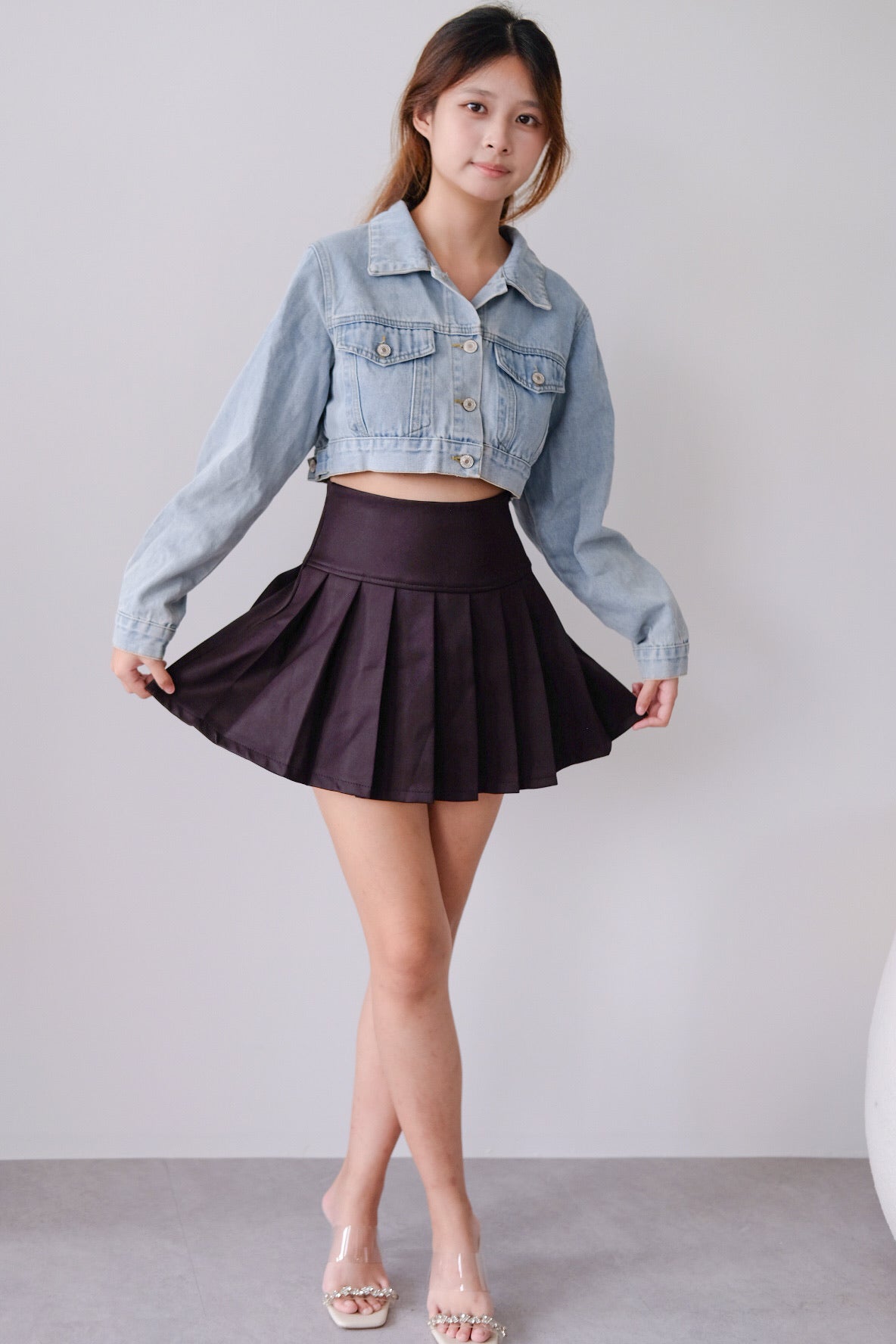 Black Pleated Mini Skirt