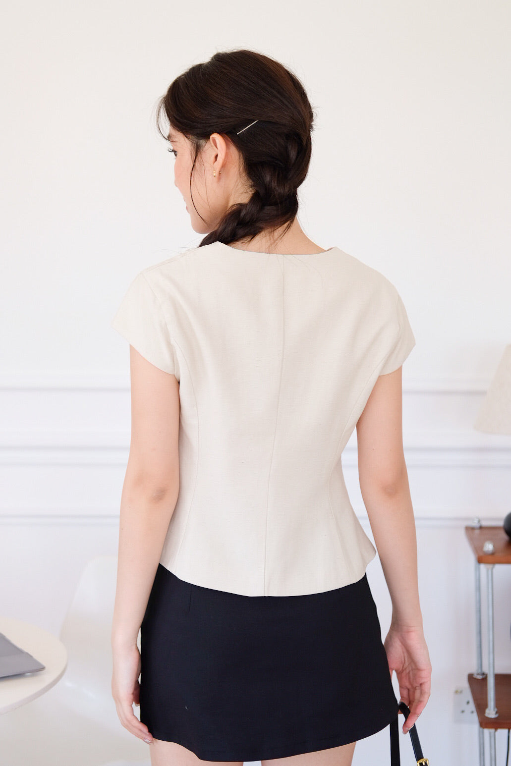 Midori Muji Button Top (Oat Beige)