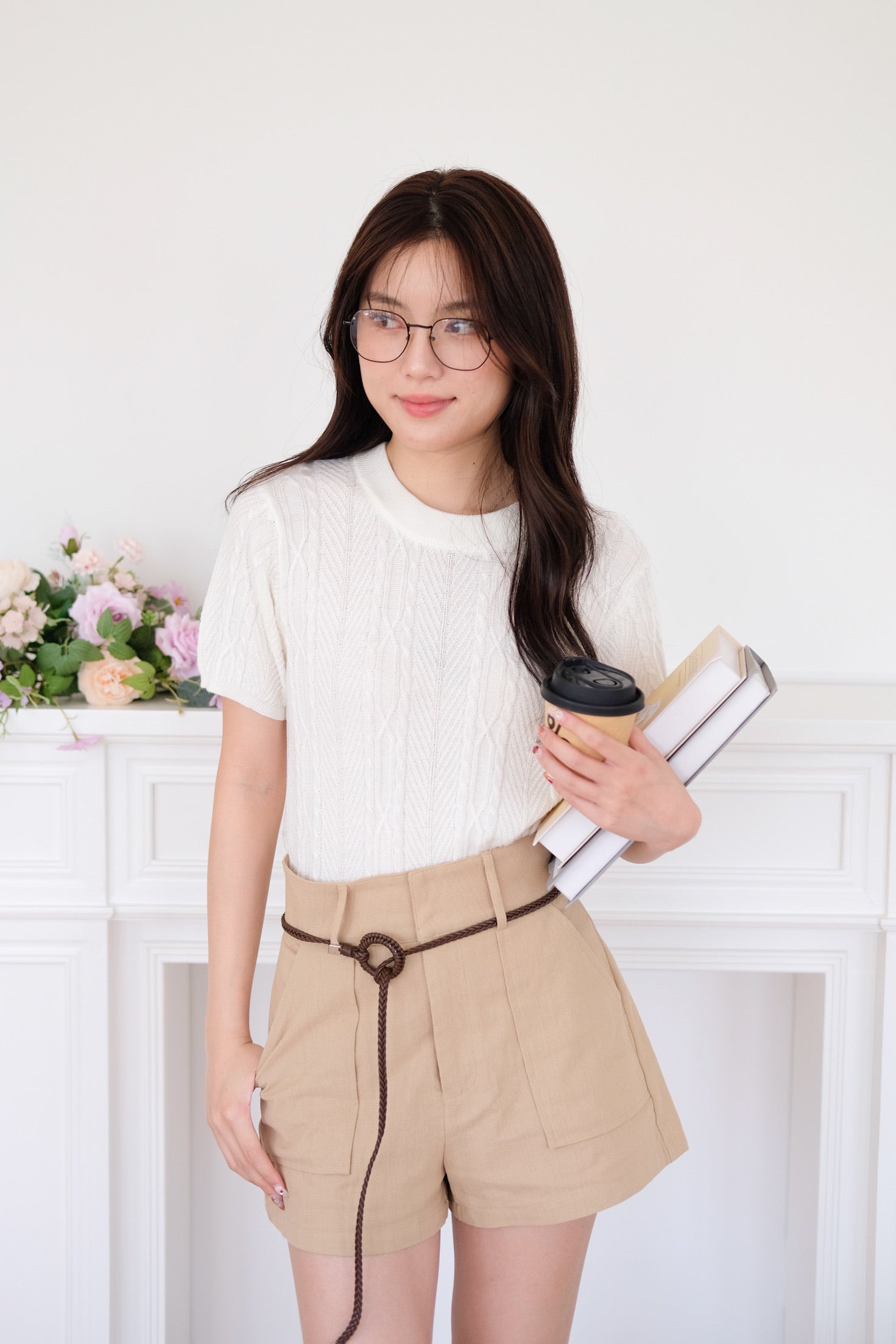 Mindy Linen Shorts (Khaki)