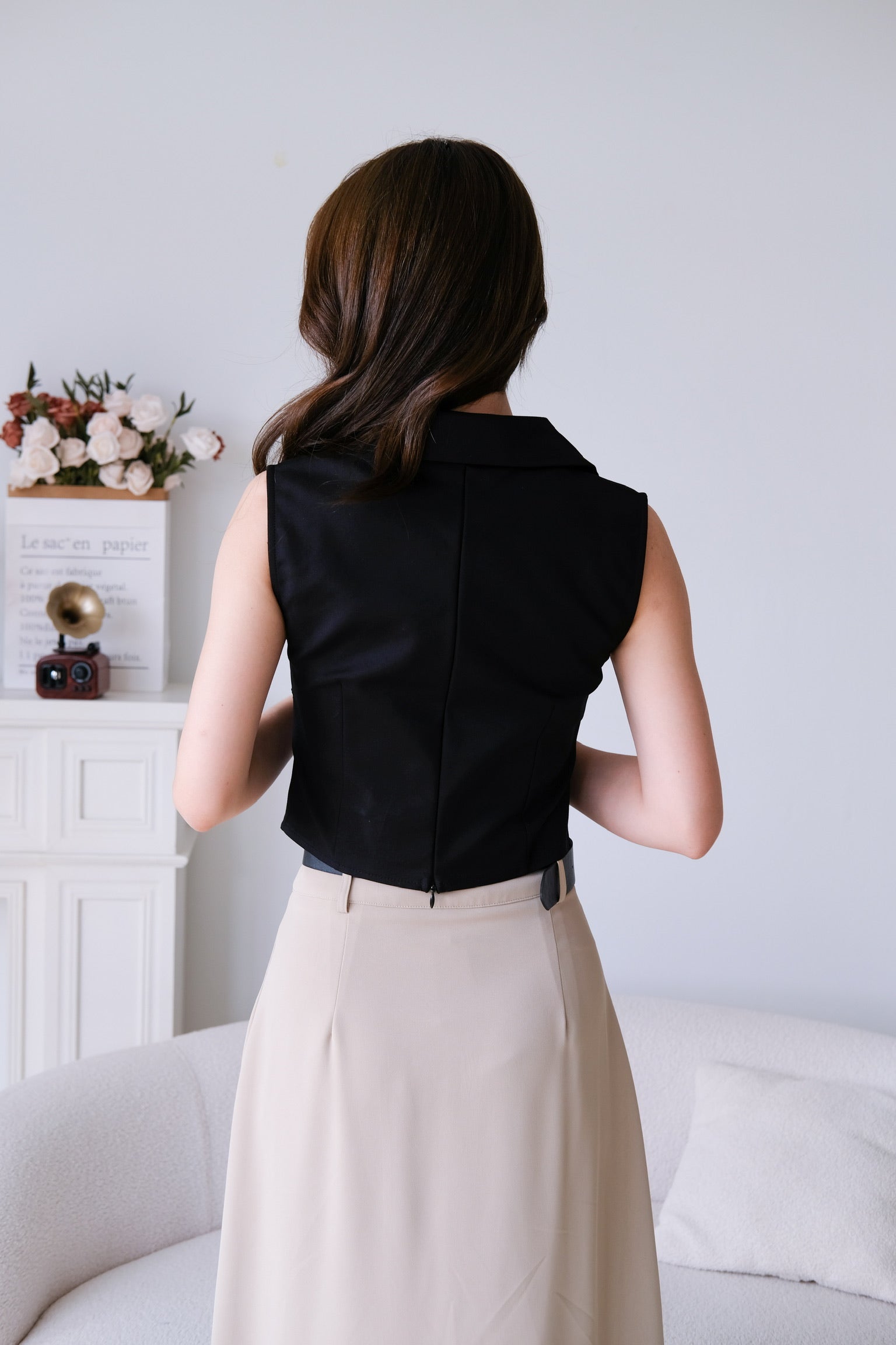 Thea Collared Work Top (Black)