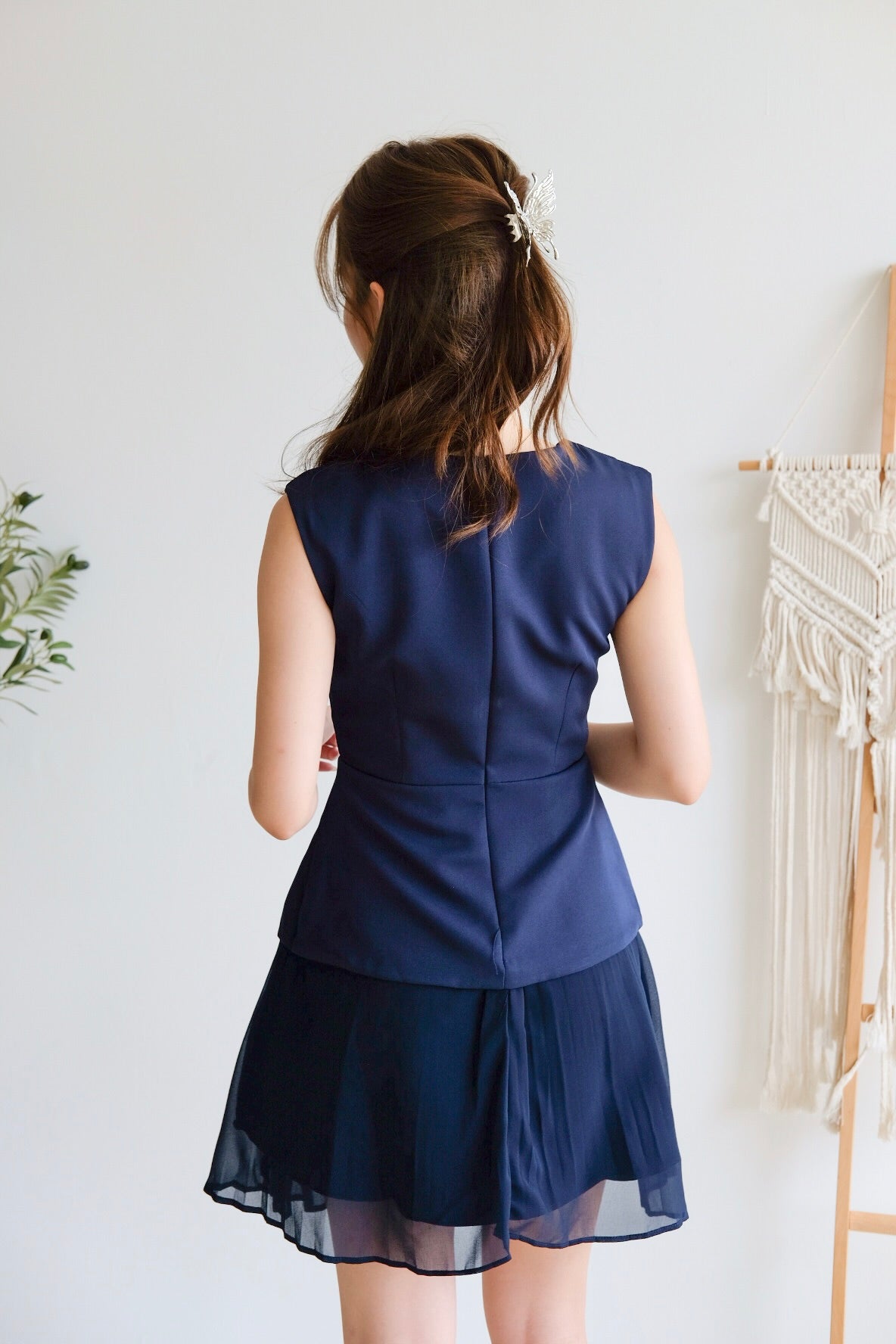 Belinda Contrast Hem Dress (Dark Blue)