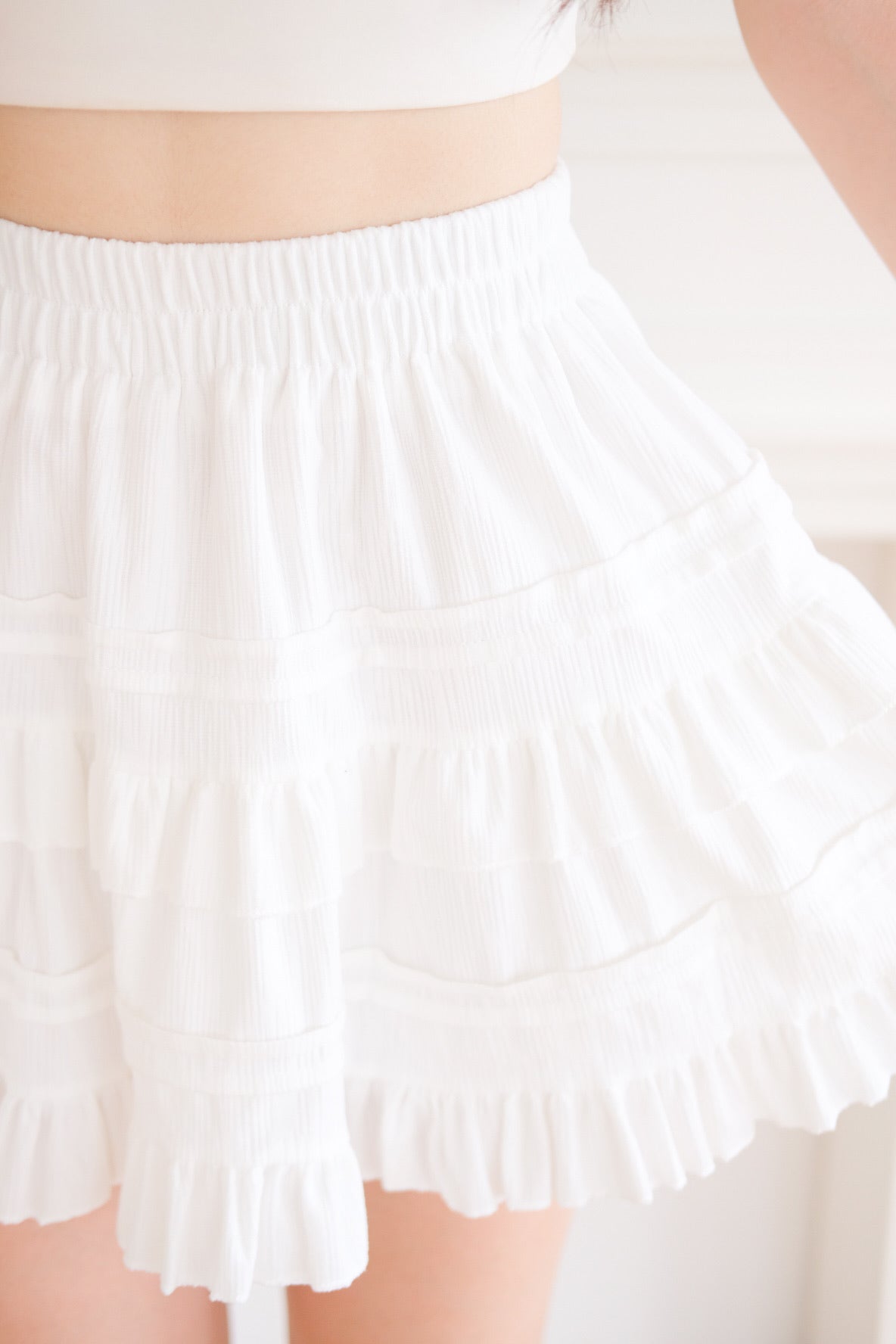 Geraldine Ruffle A Line Skirt (White)