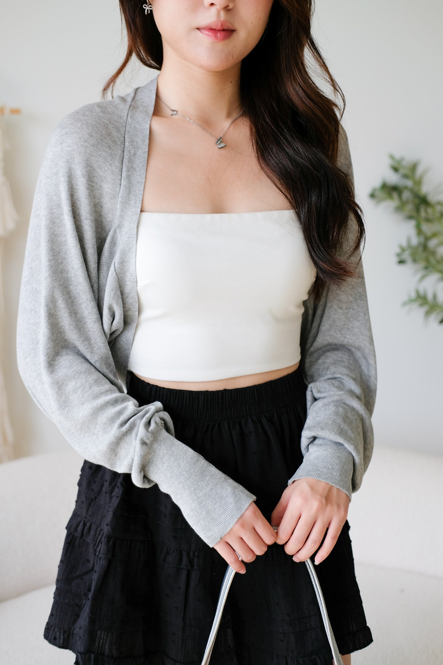 Blaire Bolero Cotton Cardigan (Grey)