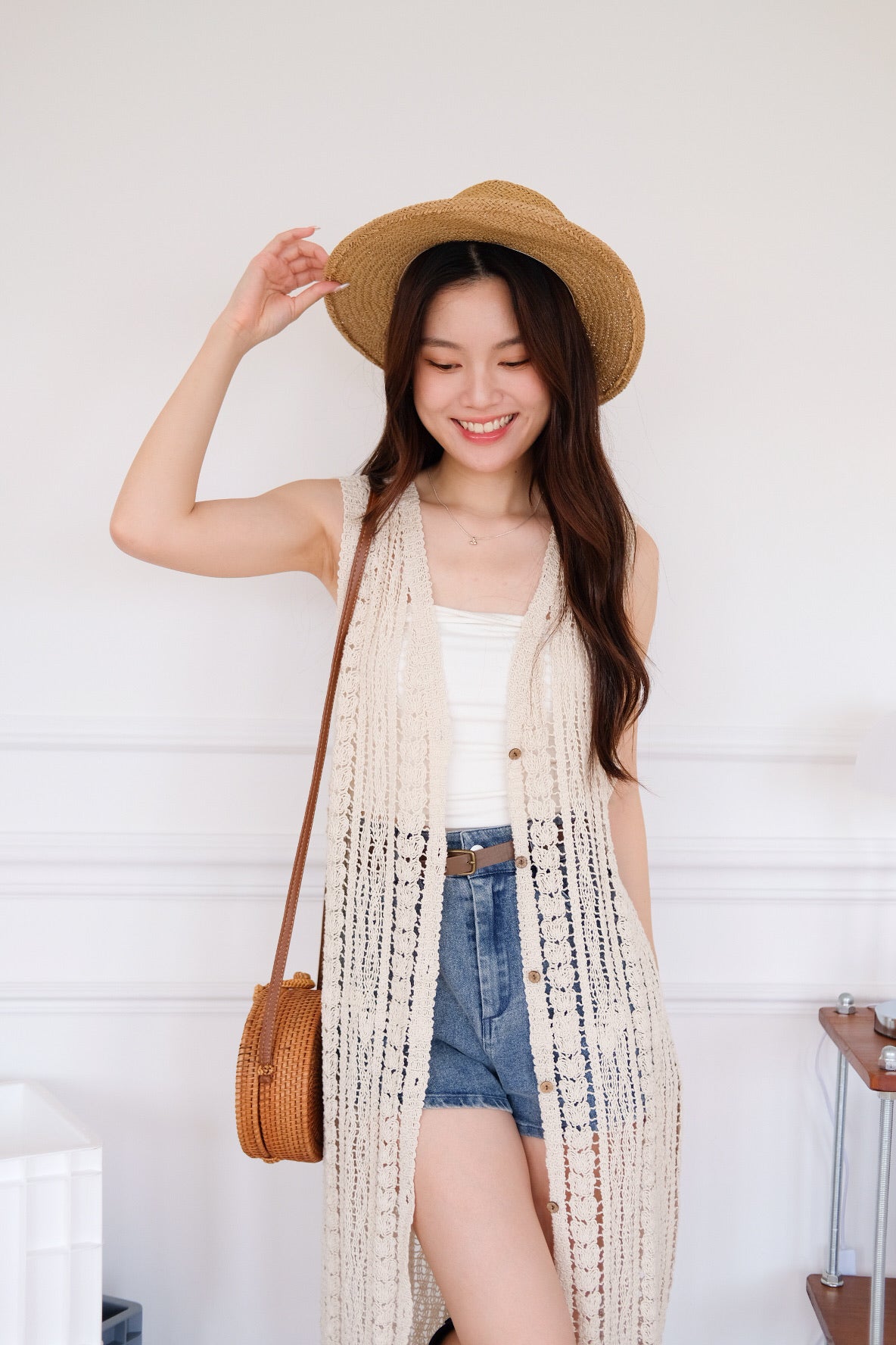 Romania Crochet Maxi Outerwear (Beige)