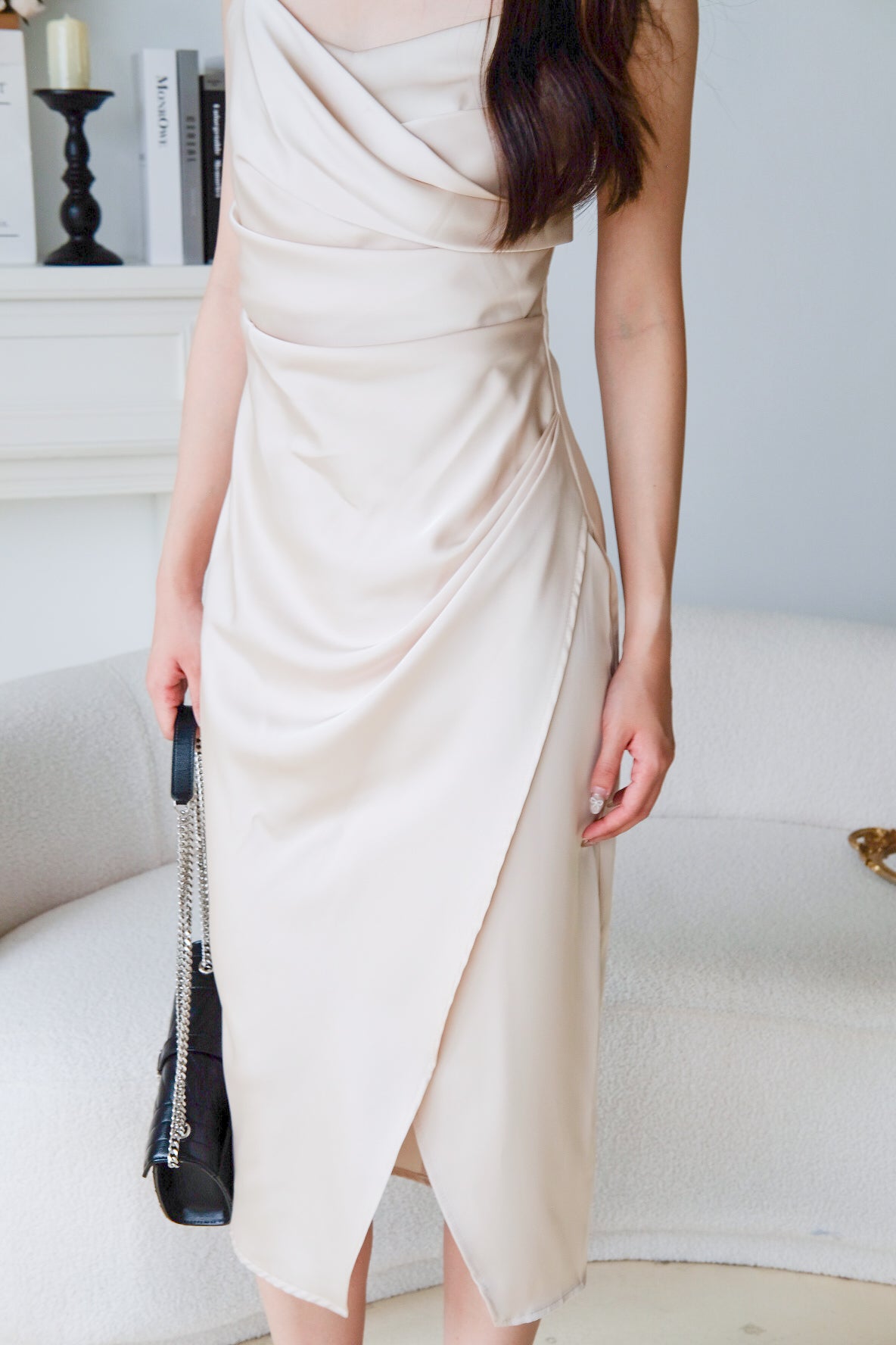 Ella Satin Dinner Dress (Champagne)