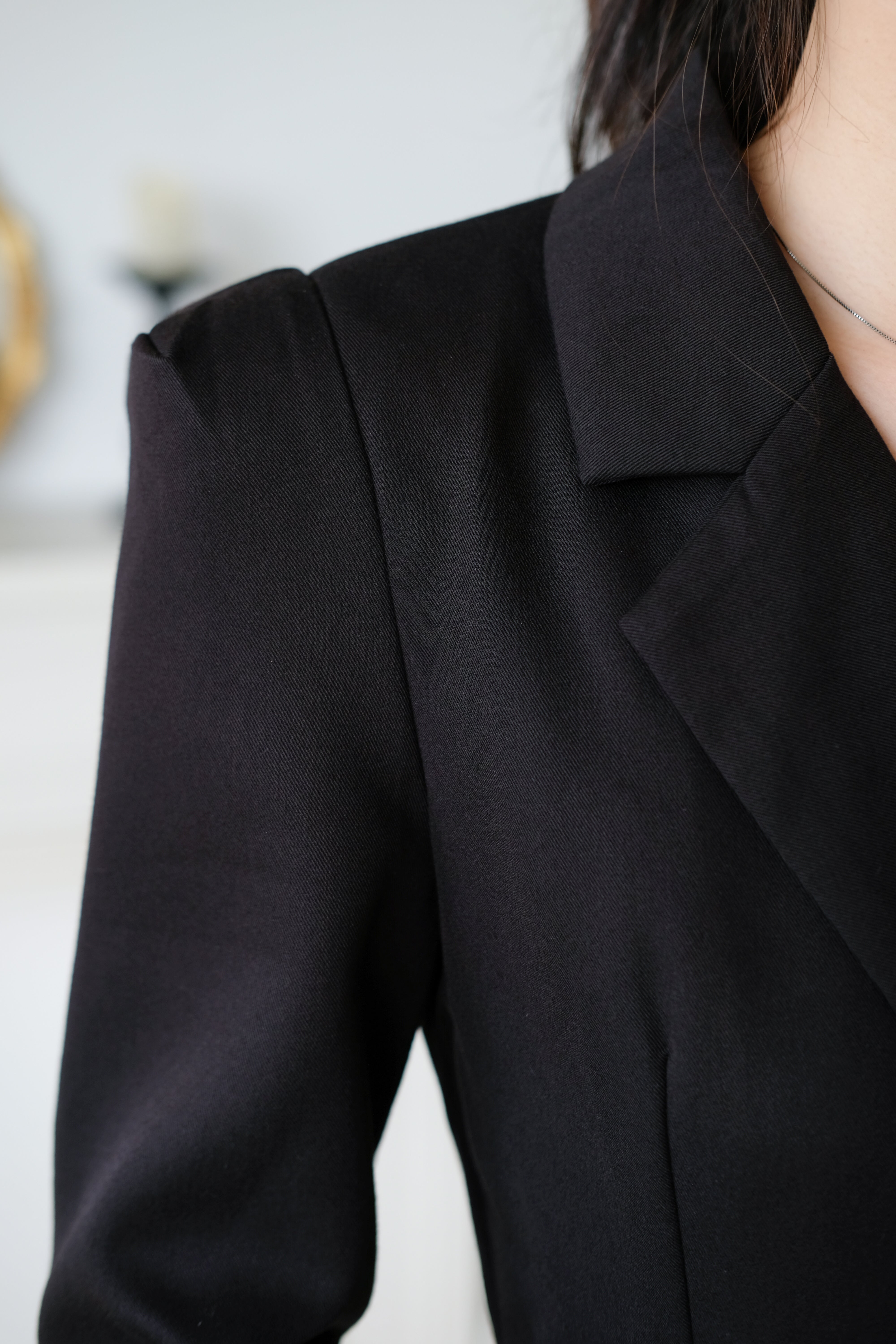 Quinn Blazer Belted Romper (Black)