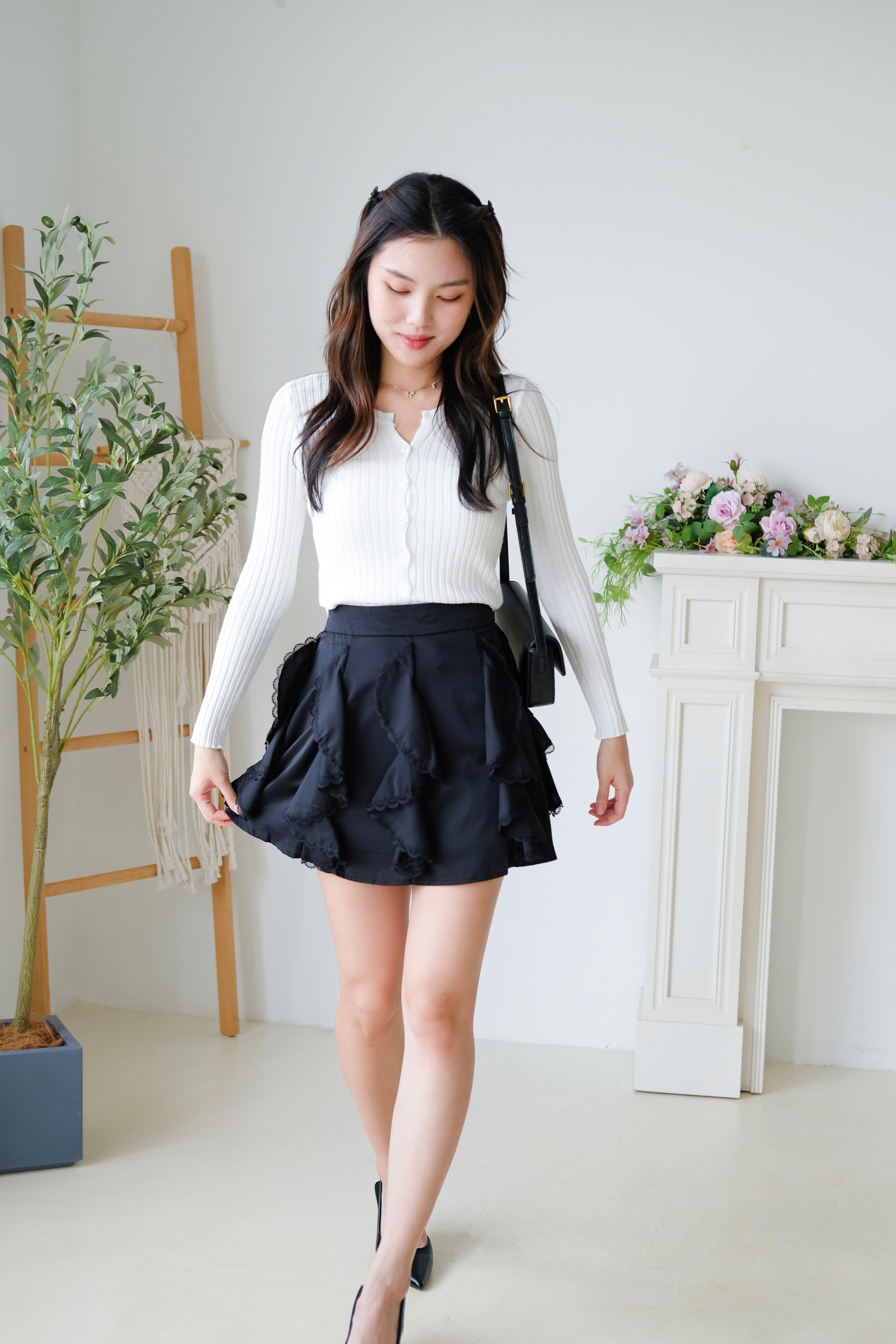 Soft Hour Knit Ribbed Cardigan (White)