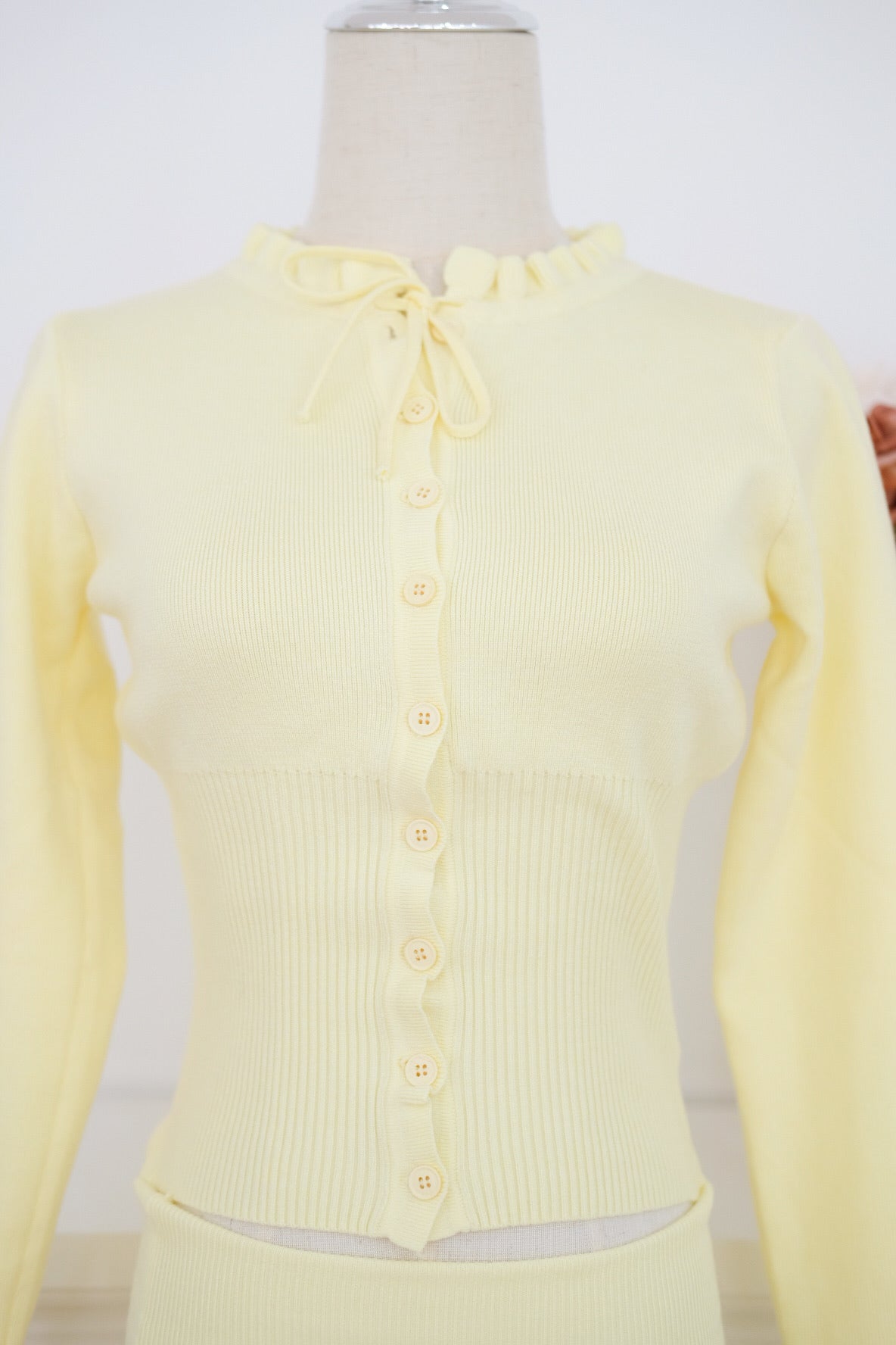 Yellow Ruffle Ribbon Knit Set