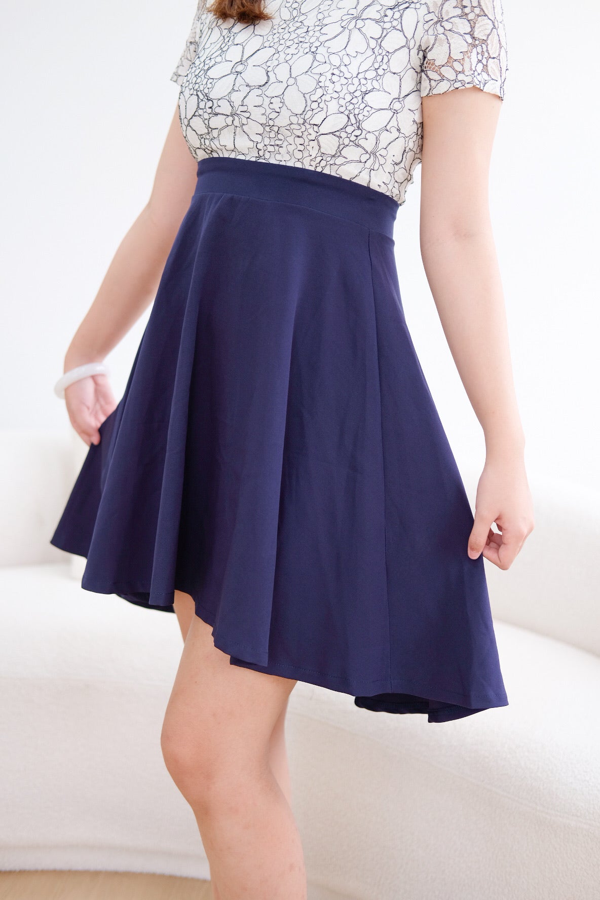 Navy Blue Organza Flower Mini Dress