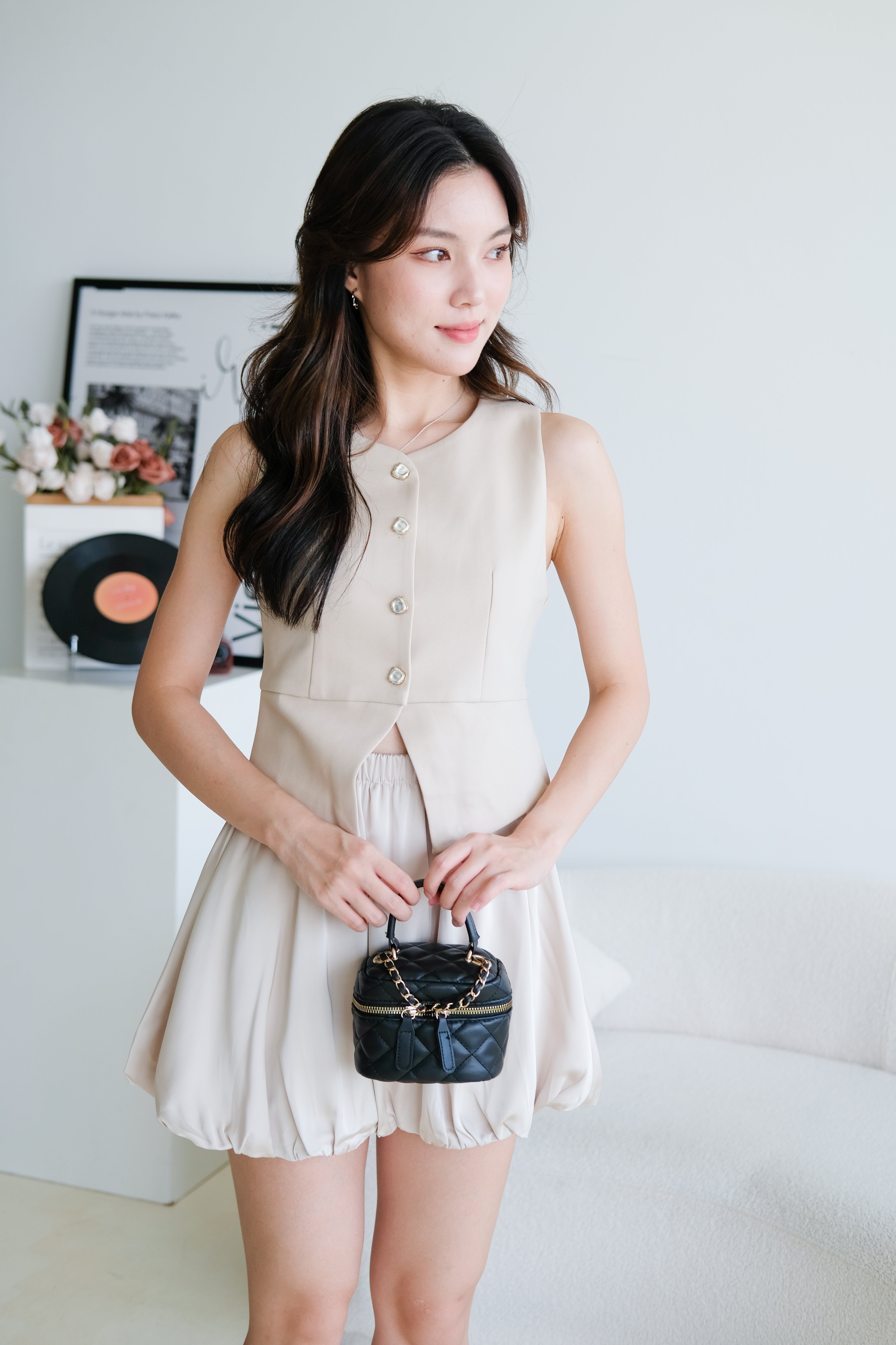 Valerie Round Neck Vest Top (Khaki)