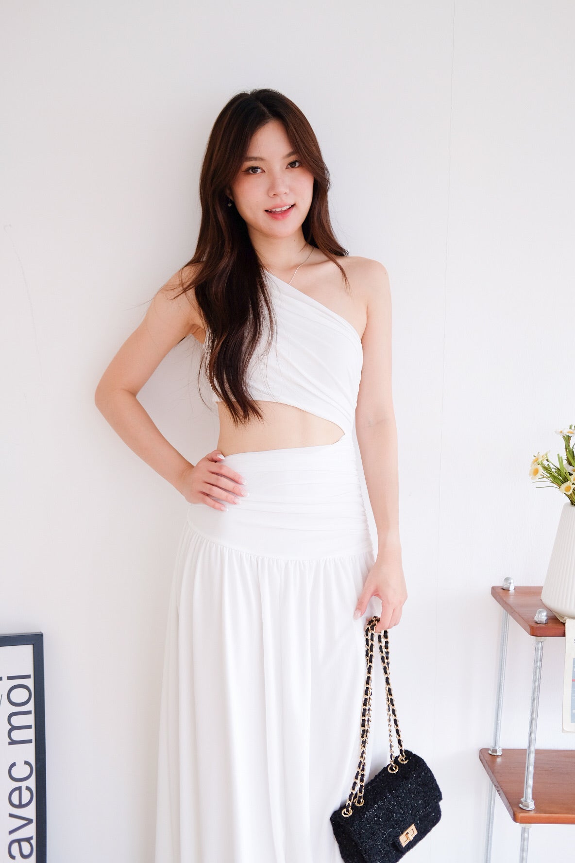Eclipse Toga Cut Out Maxi Dress (White)