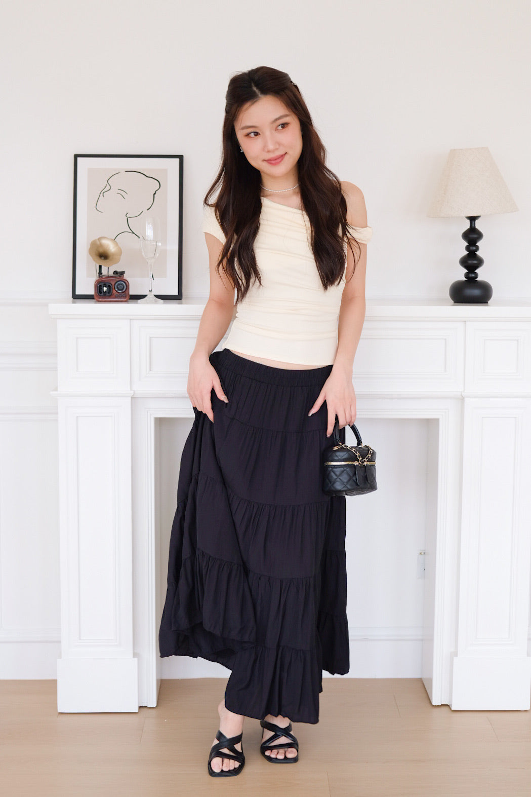 Willa Tiered Maxi Skirt (Black)