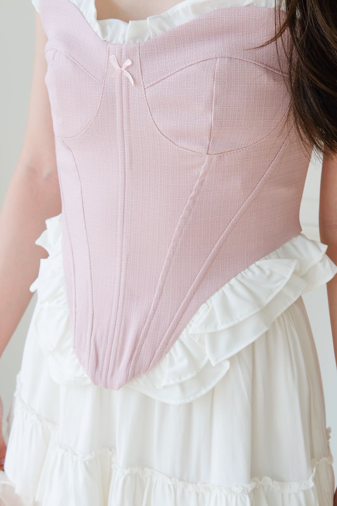 Heartshaker Sweetheart Ruffle Corset Top (Peony Pink)