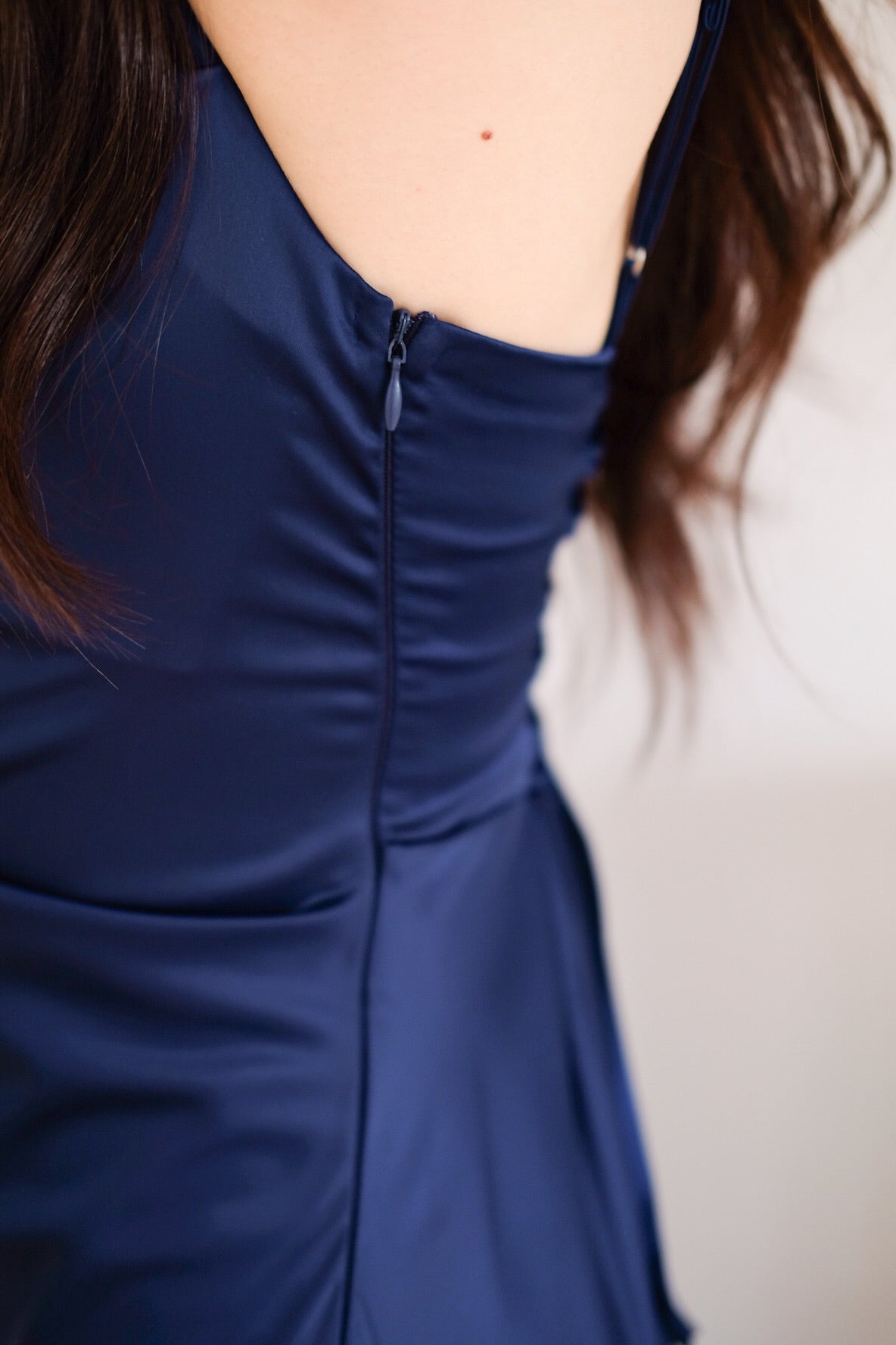 Adora Satin Mermaid Maxi Dress (Navy Blue)