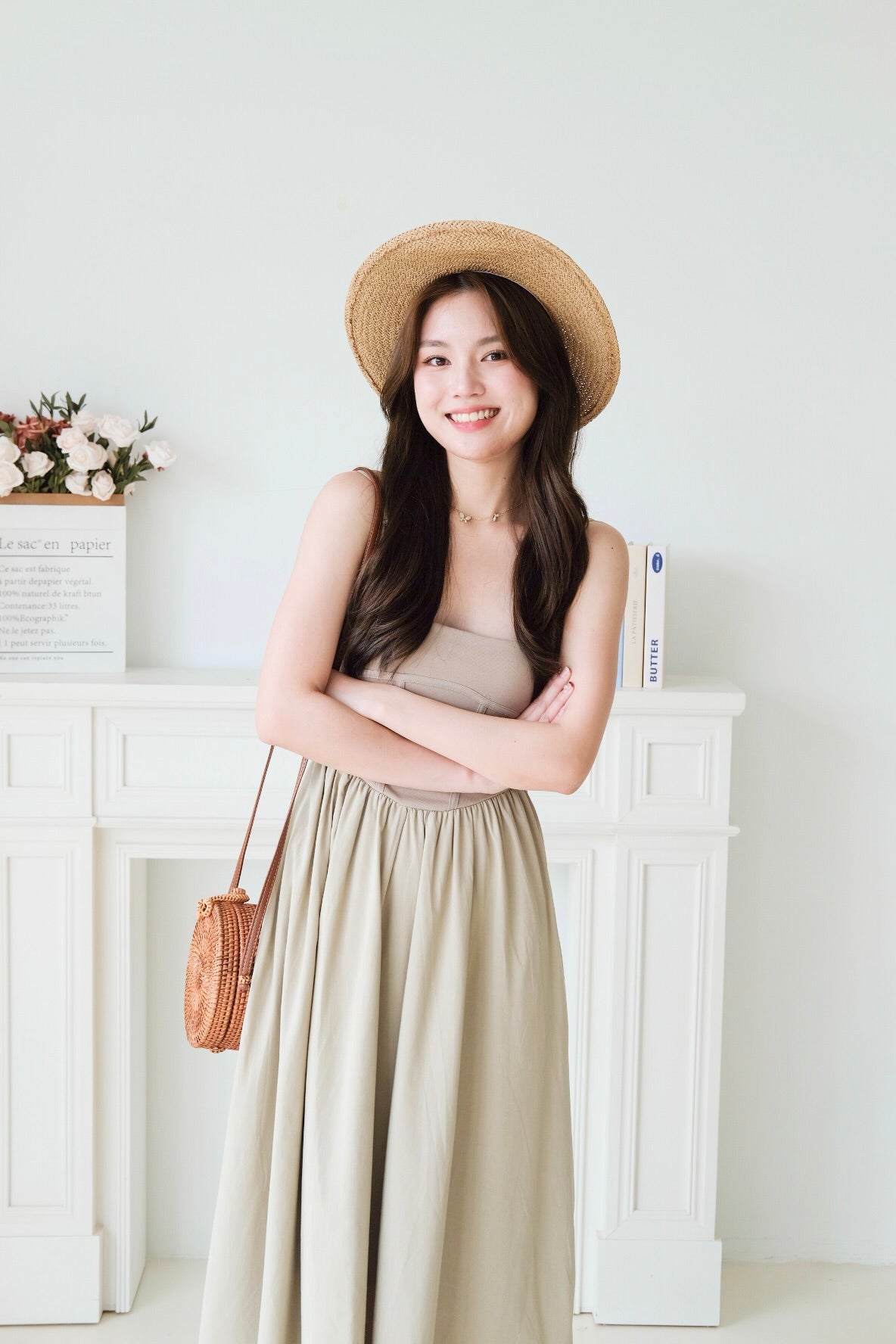 Clara Corset Maxi Dress (Olive)