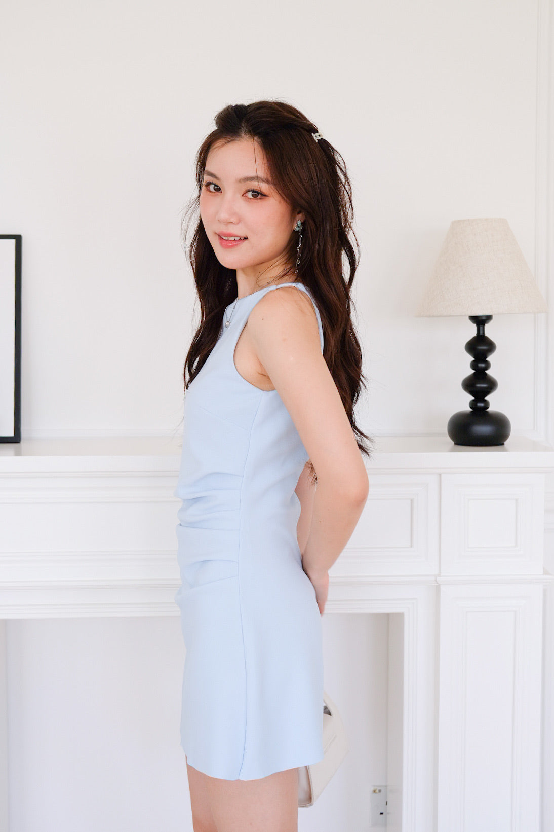 Sylvie Boatneck Fitted Dress (Light Blue)