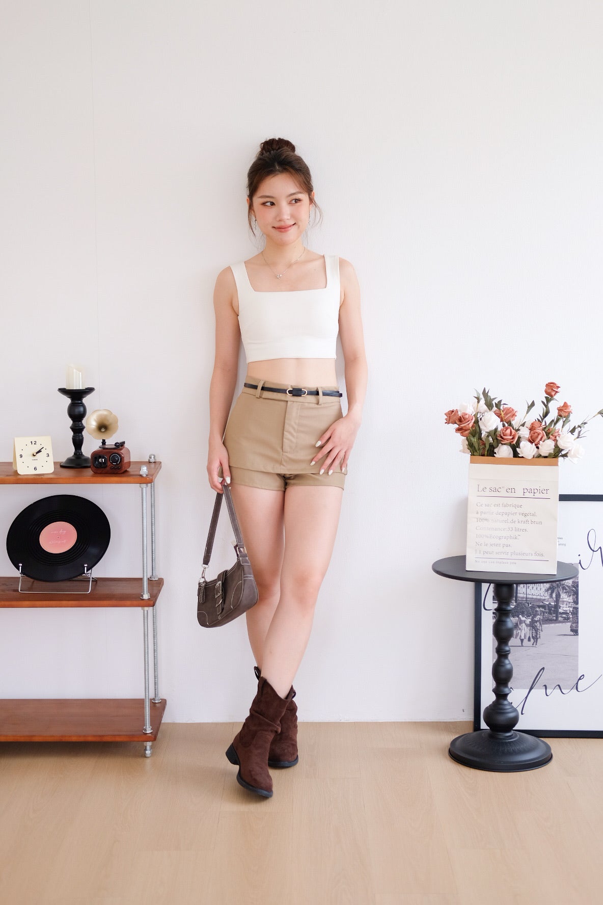 Contour Belted Skort (Khaki)