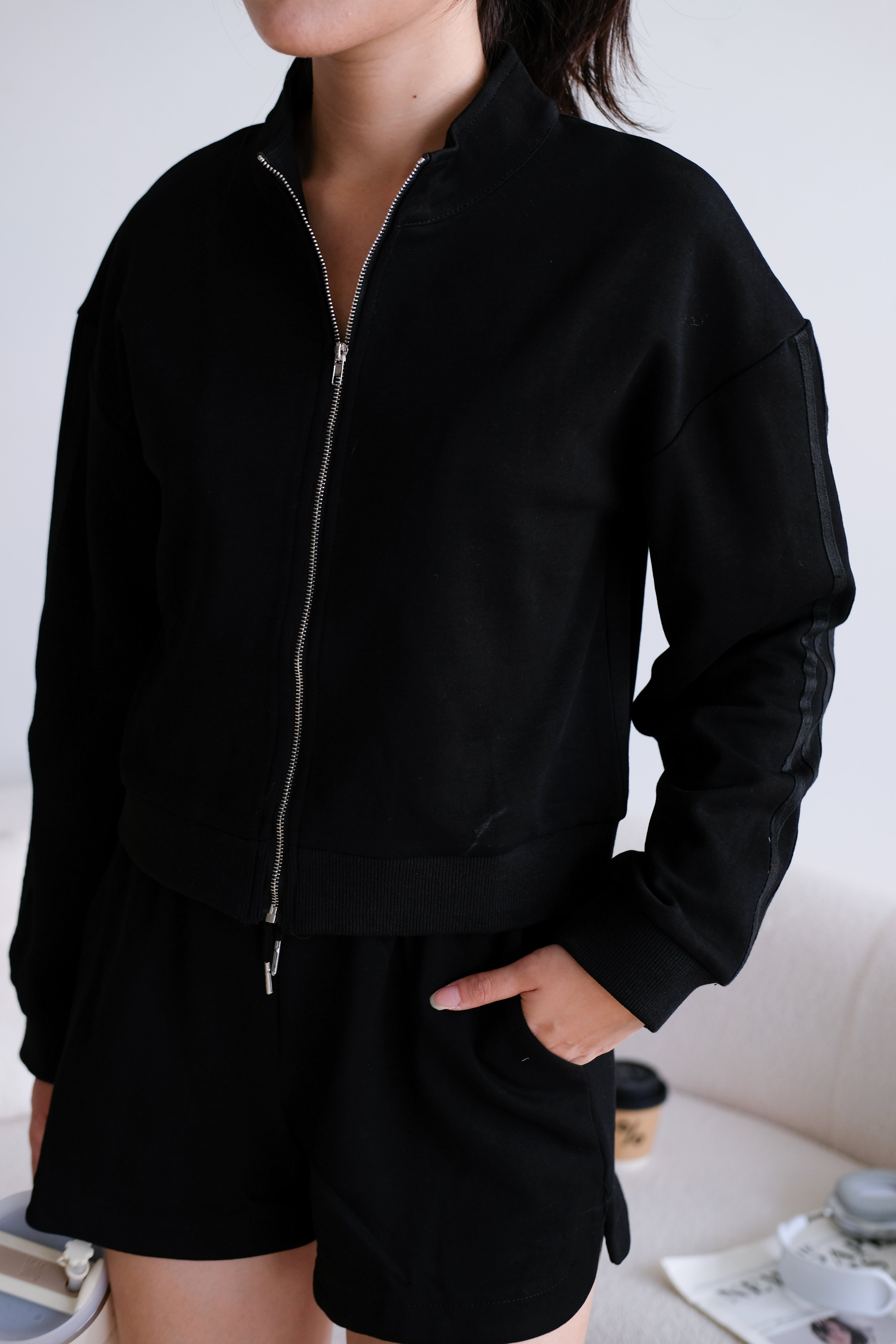 Day Off Stripes Lounge Set (Black)
