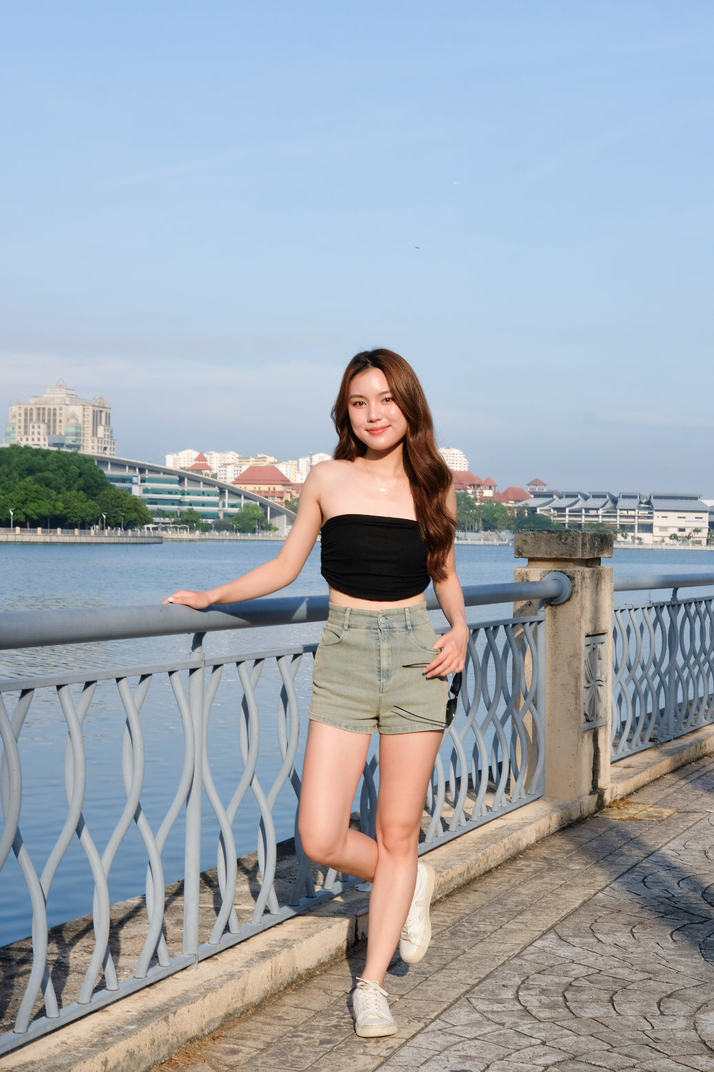 Absolute Denim High Waist Shorts (Salt Blue)