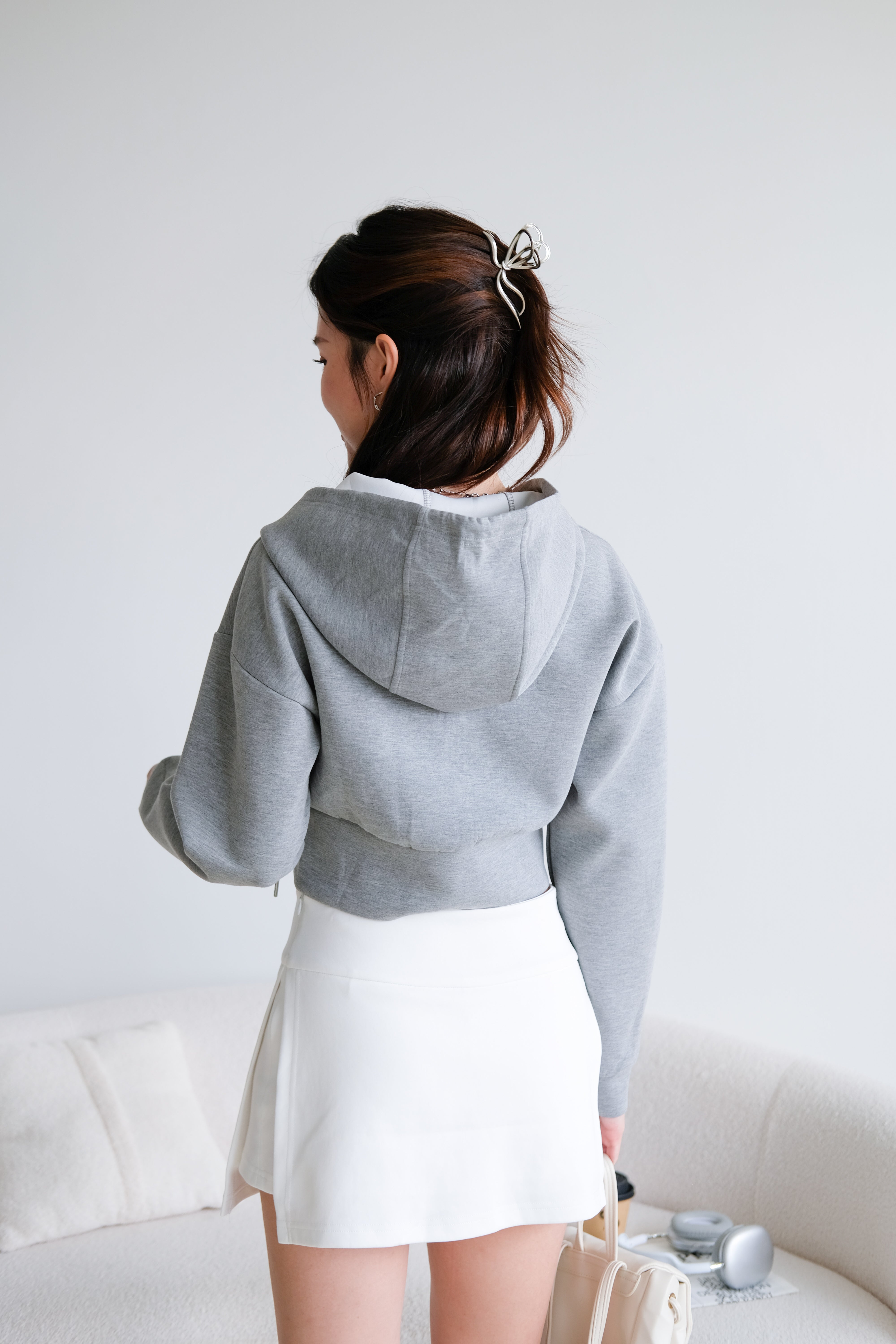 Gio Sporty Side Slit Skorts (White)