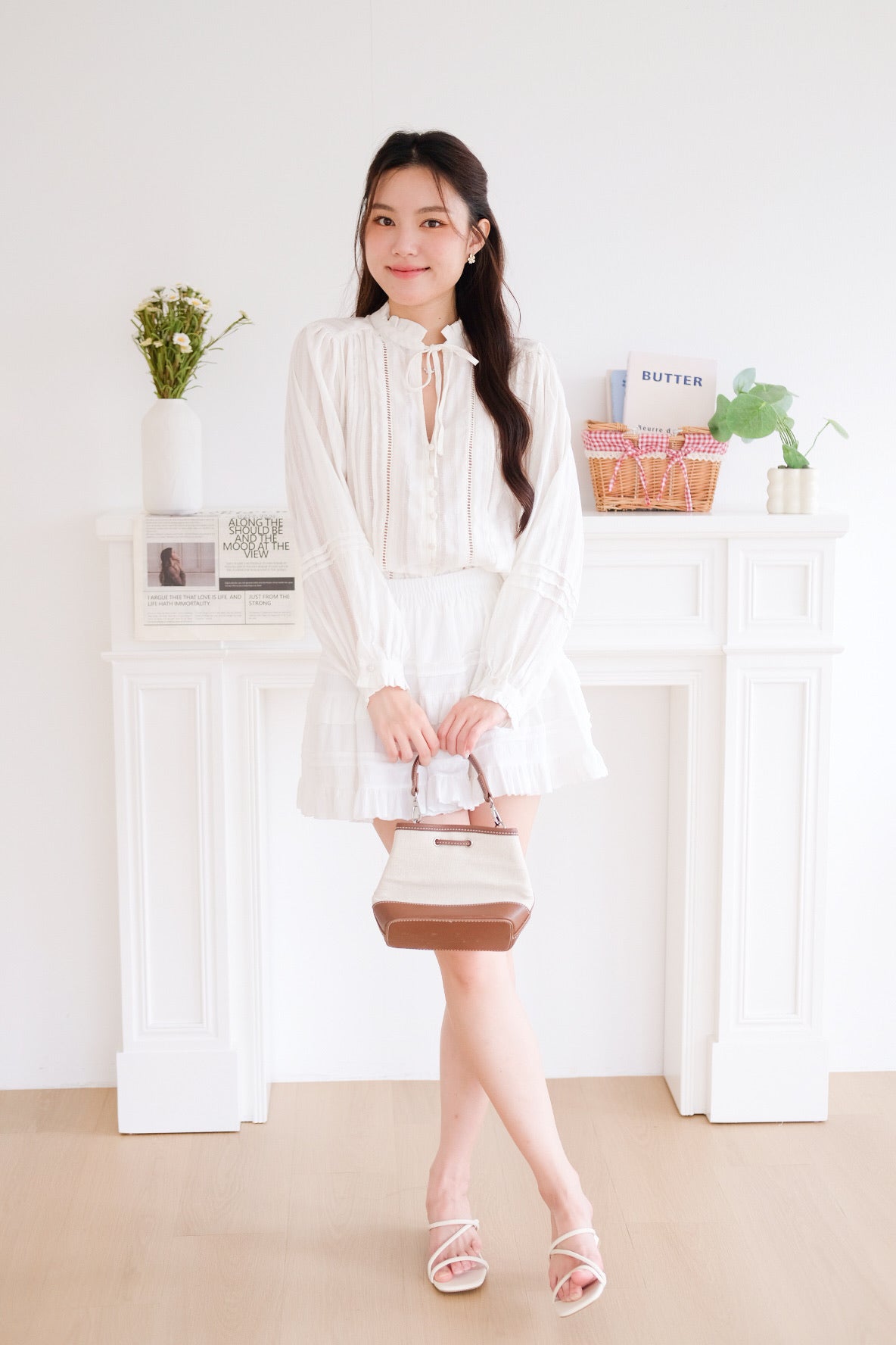 Solea Boho Pleated Blouse (Cream)