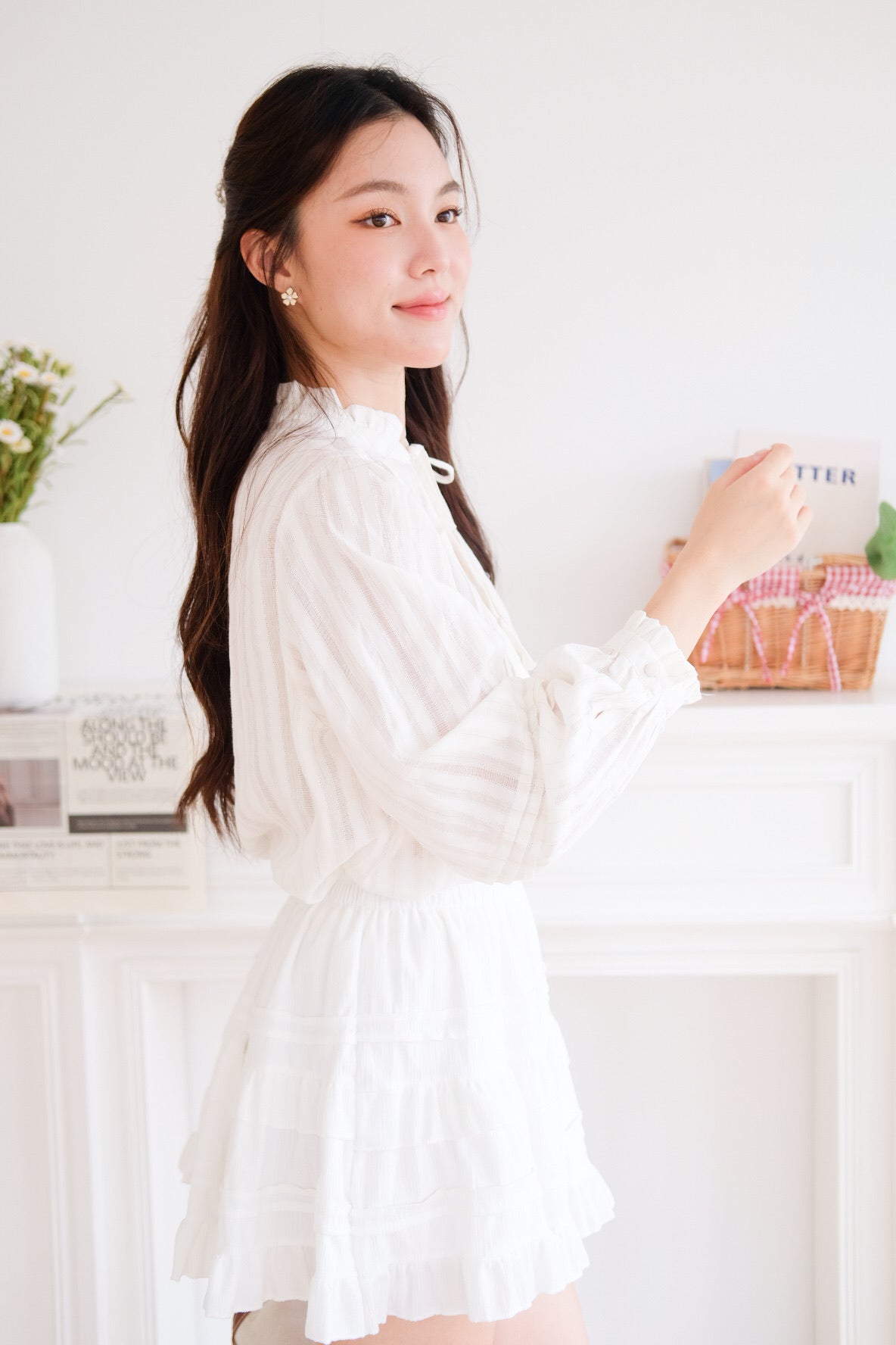 Solea Boho Pleated Blouse (Cream)