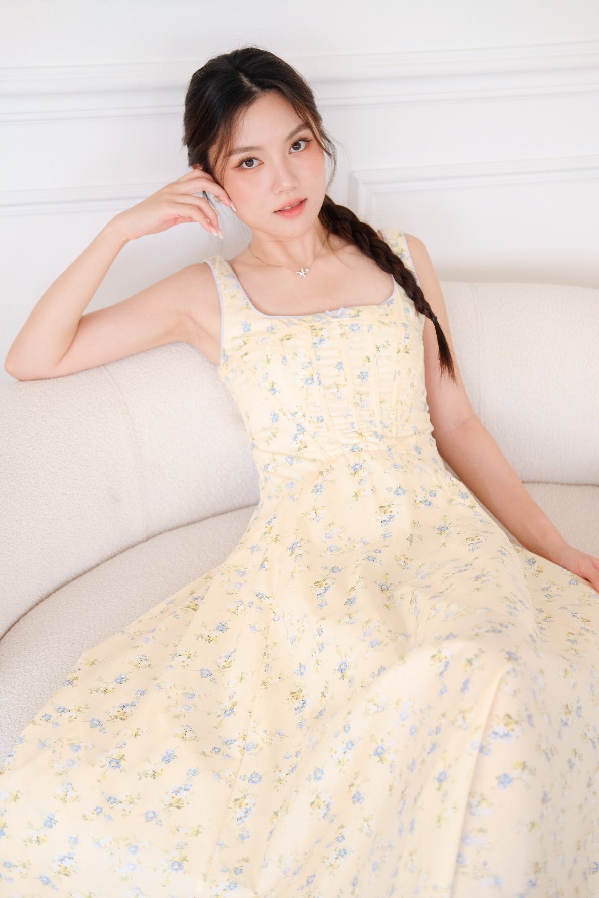 Liselle Corset Garden Maxi Dress (Light Yellow)