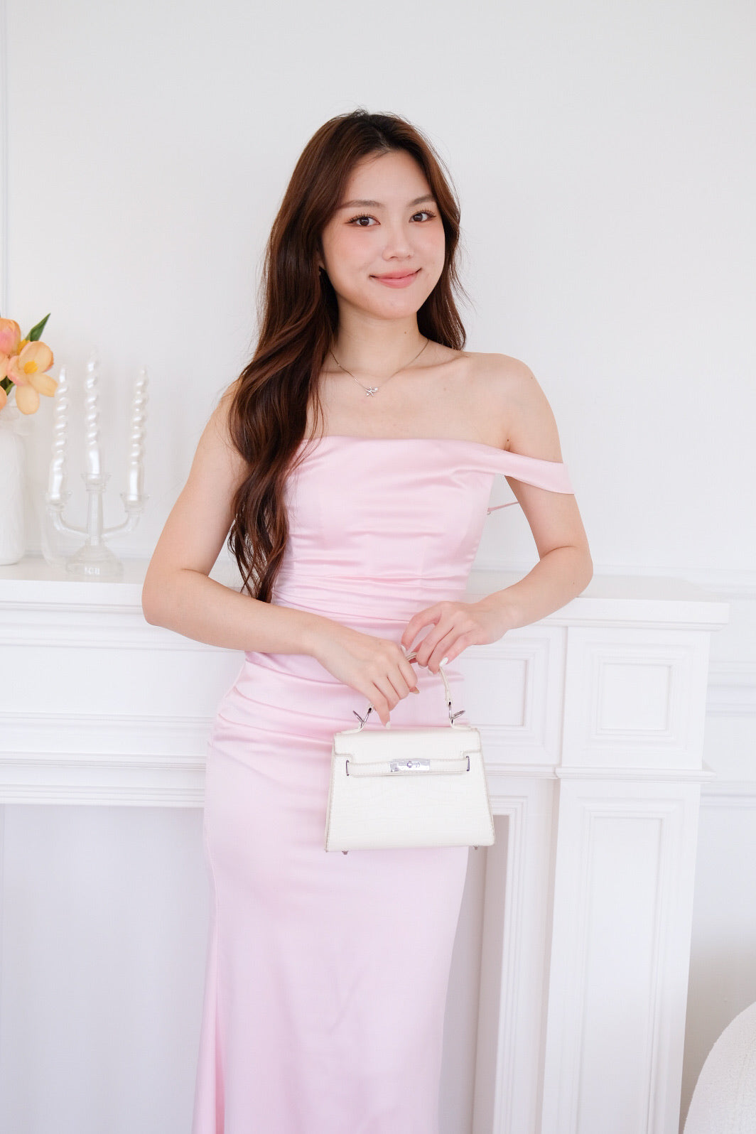 Ophelia Satin Mermaid Maxi Dress (Berry Pink)
