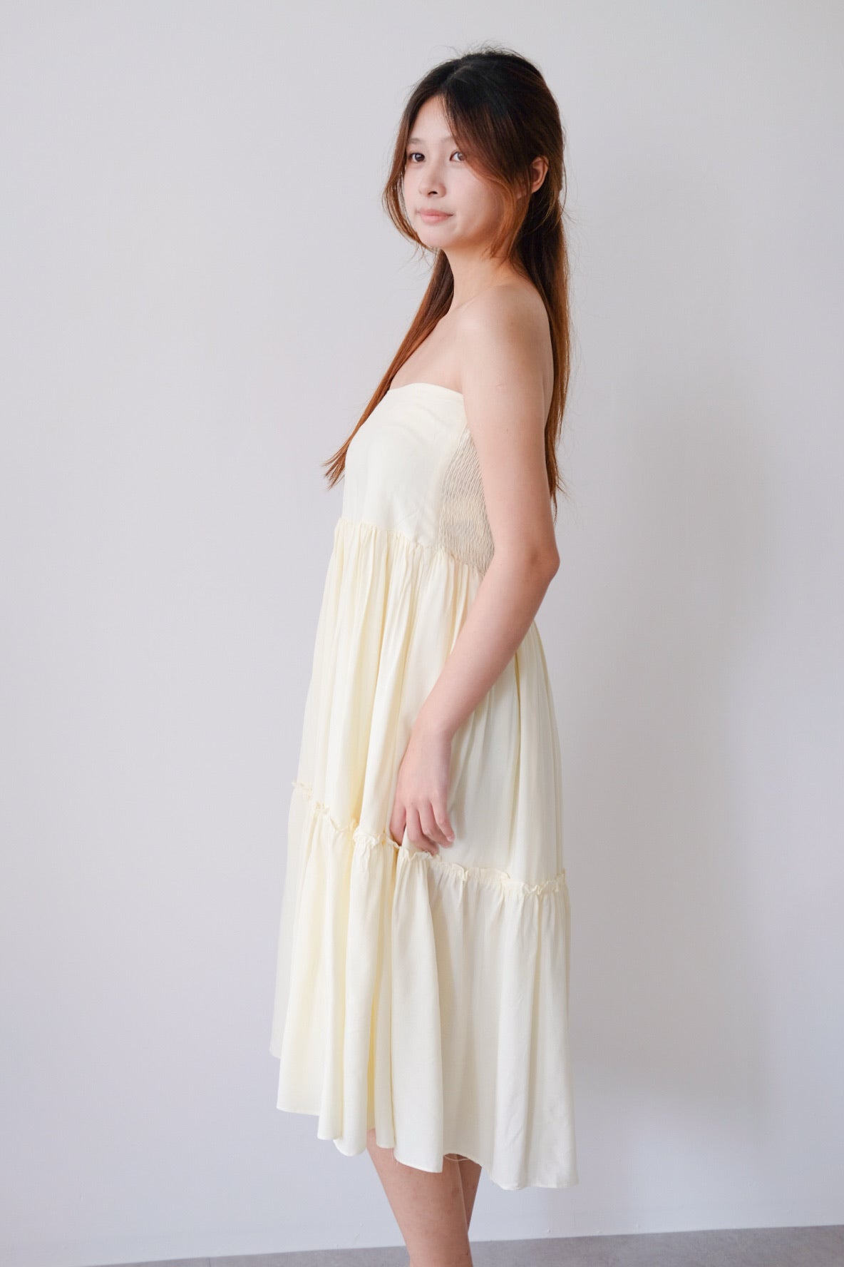 Yellow Tube Tiered Maxi Dress