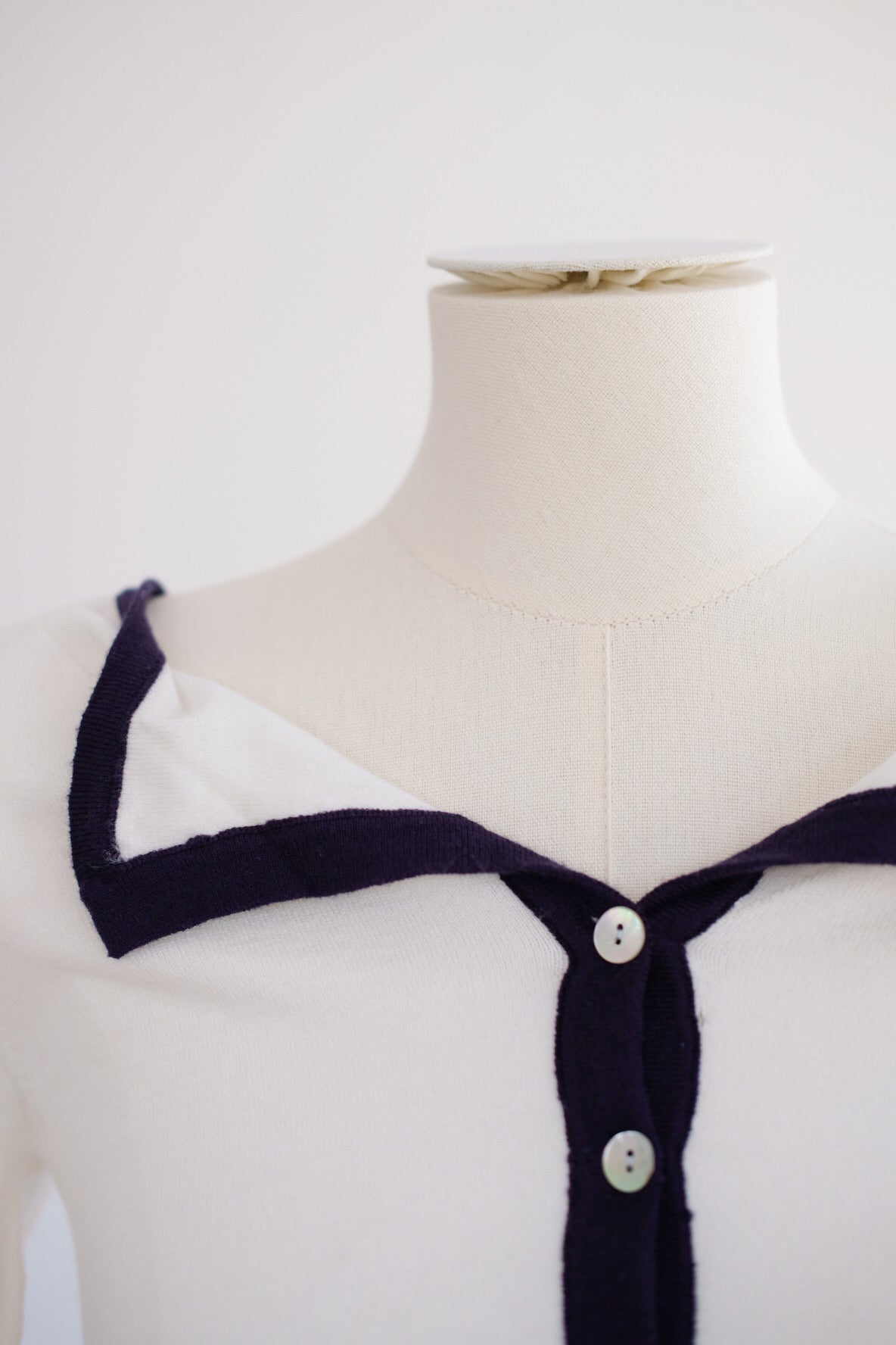 White Soft Contrast Long Sleeves Top