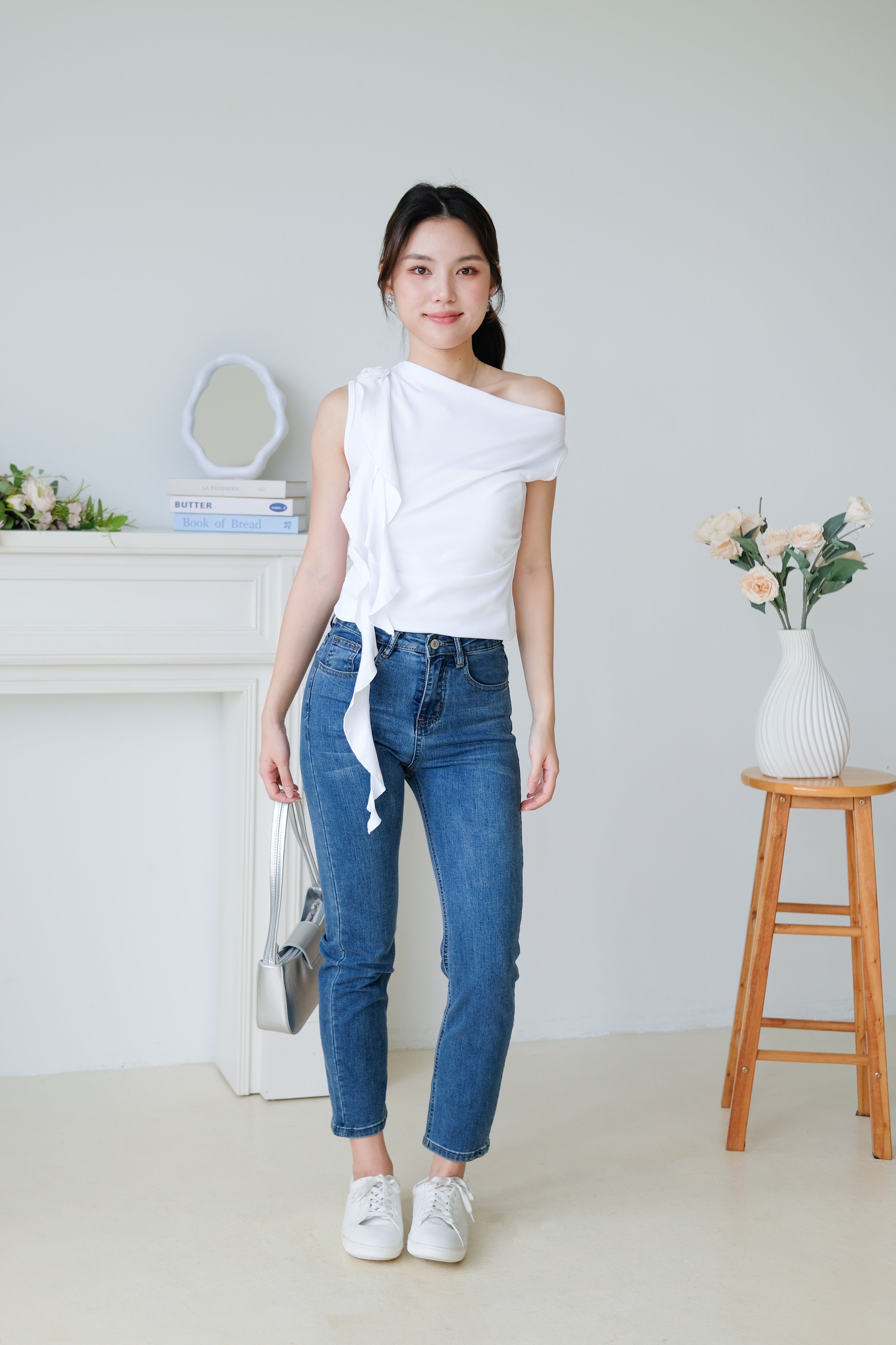 Elora Ruffle Toga Top (White)