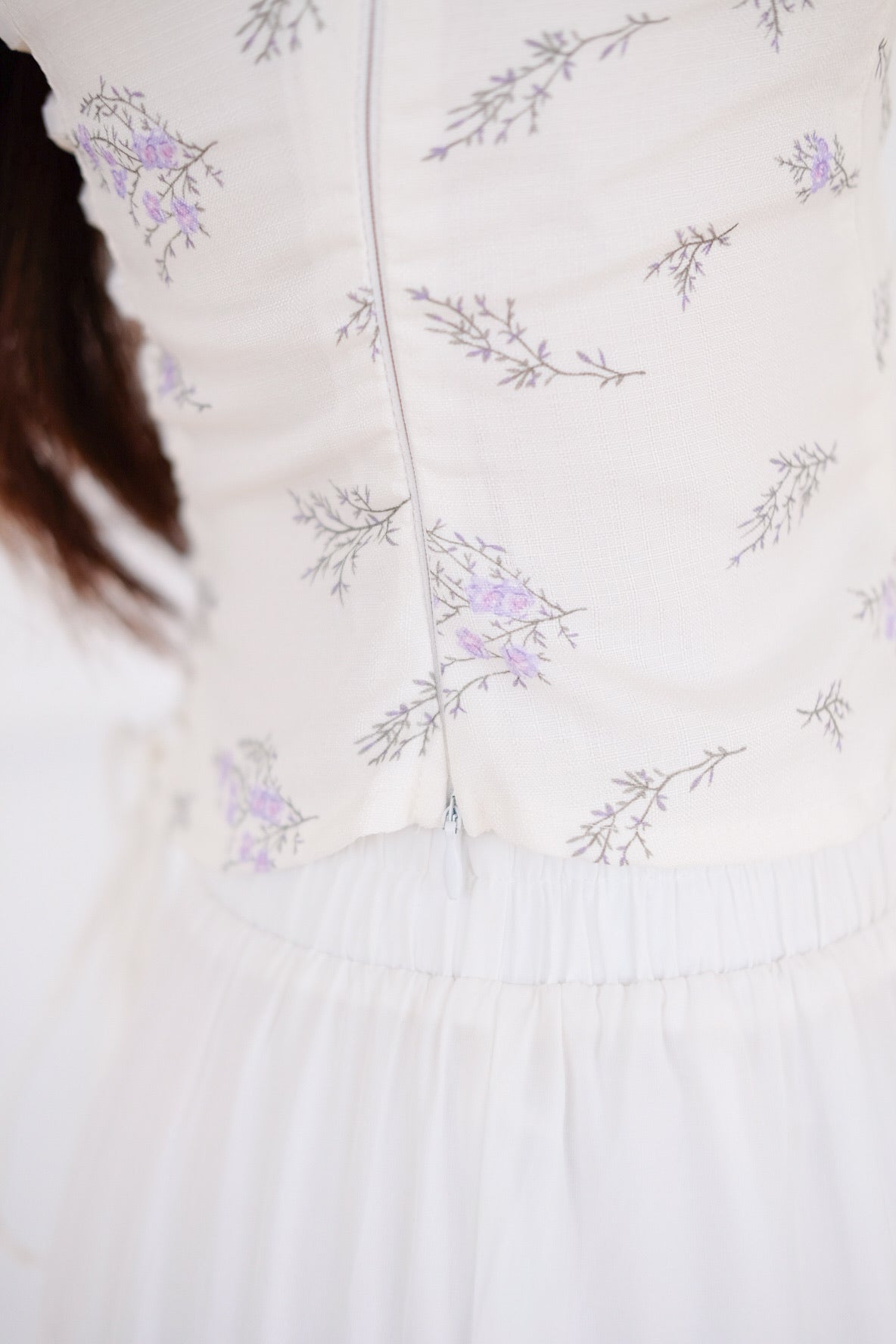 Lavander Ruched Crop Top (White)