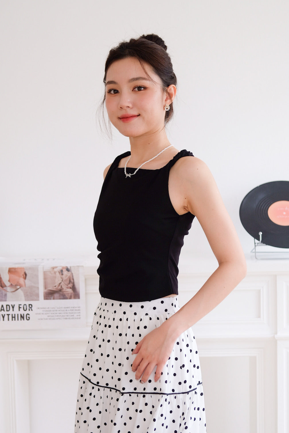 Morgan Twist Boatneck Crop Top (Black)