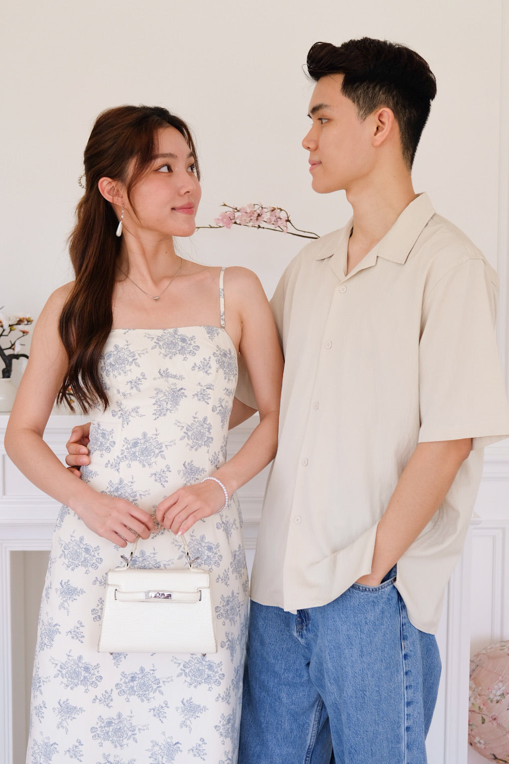 Nathania Floral Tube Padded Maxi Dress (Blue)