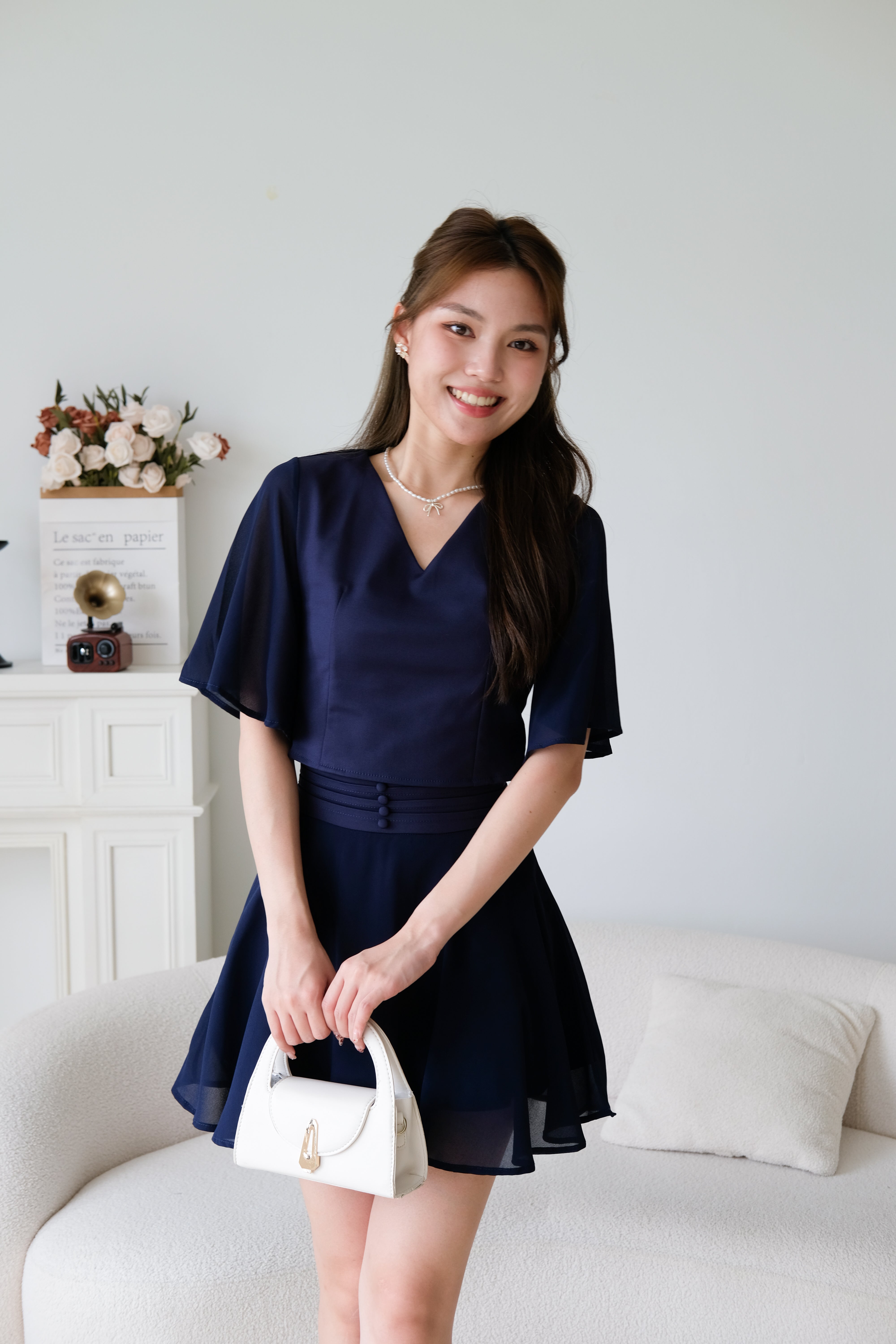 Caley Flutter Sleeves Set (Navy Blue)