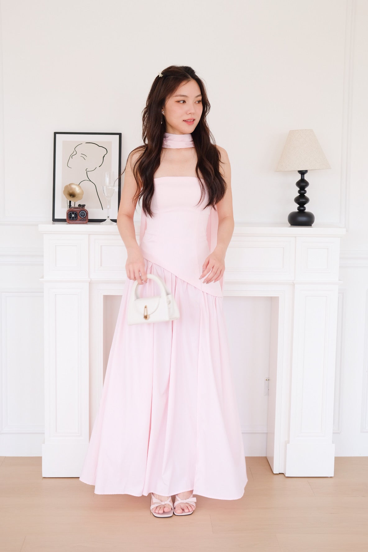 Kimberly Tube Sash Maxi Dress (Baby Pink)