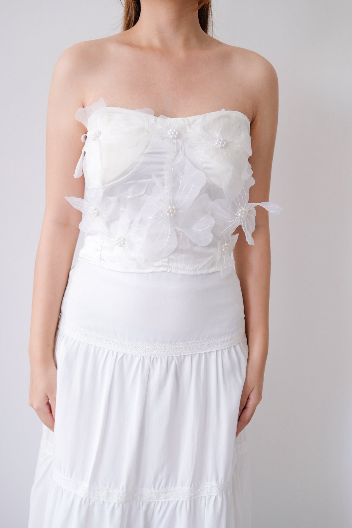 White Flower Tube Top