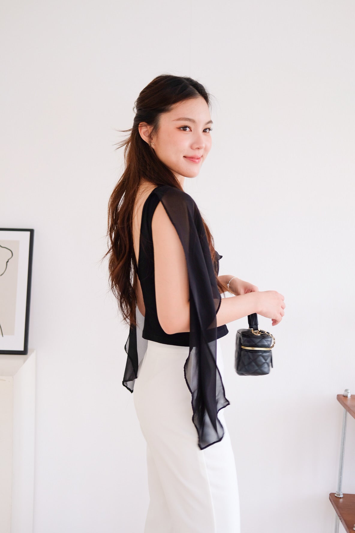 Lustre Cape Boatneck Top (Black)