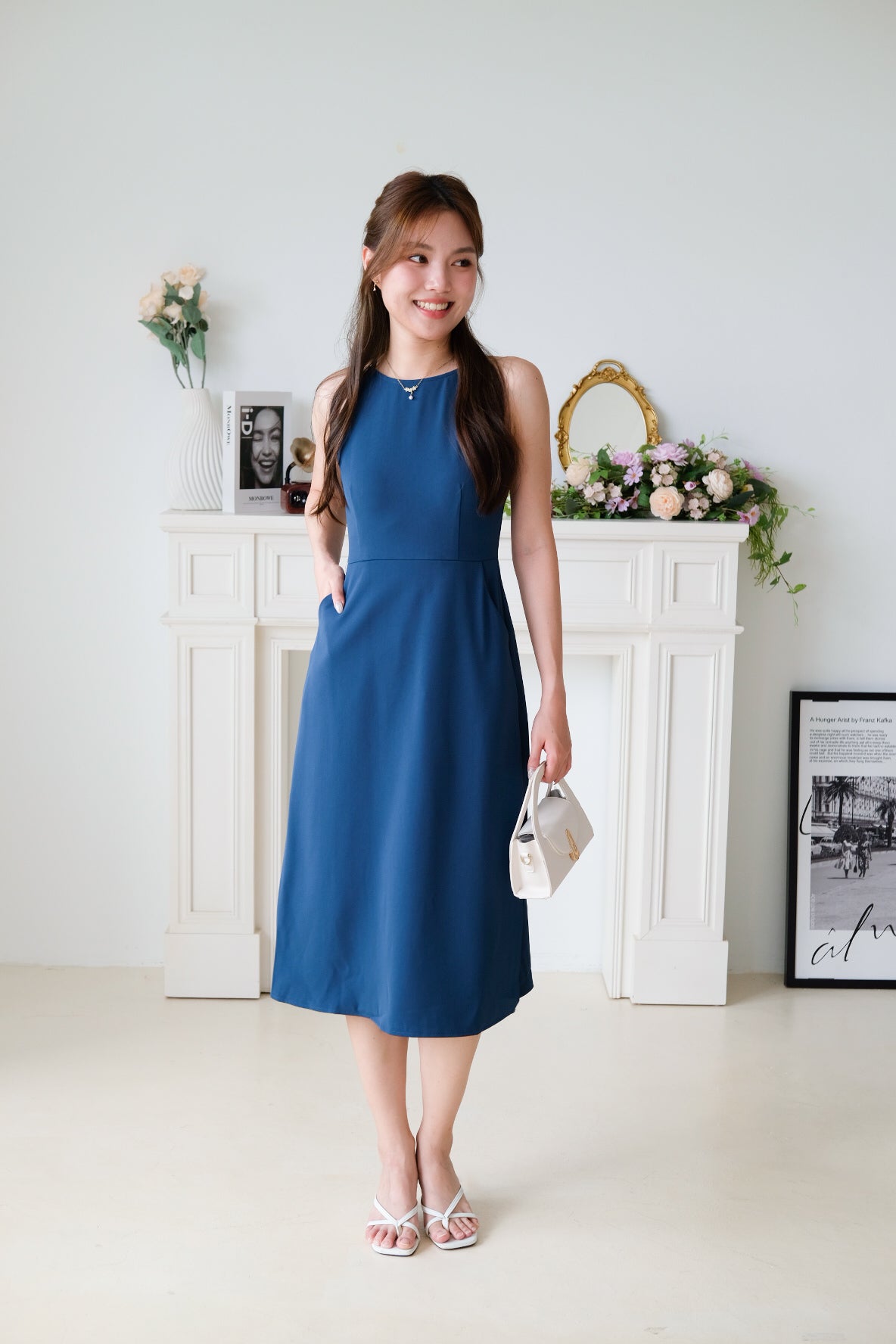 Canice Halter Side Slit Midi Dress (Teal)