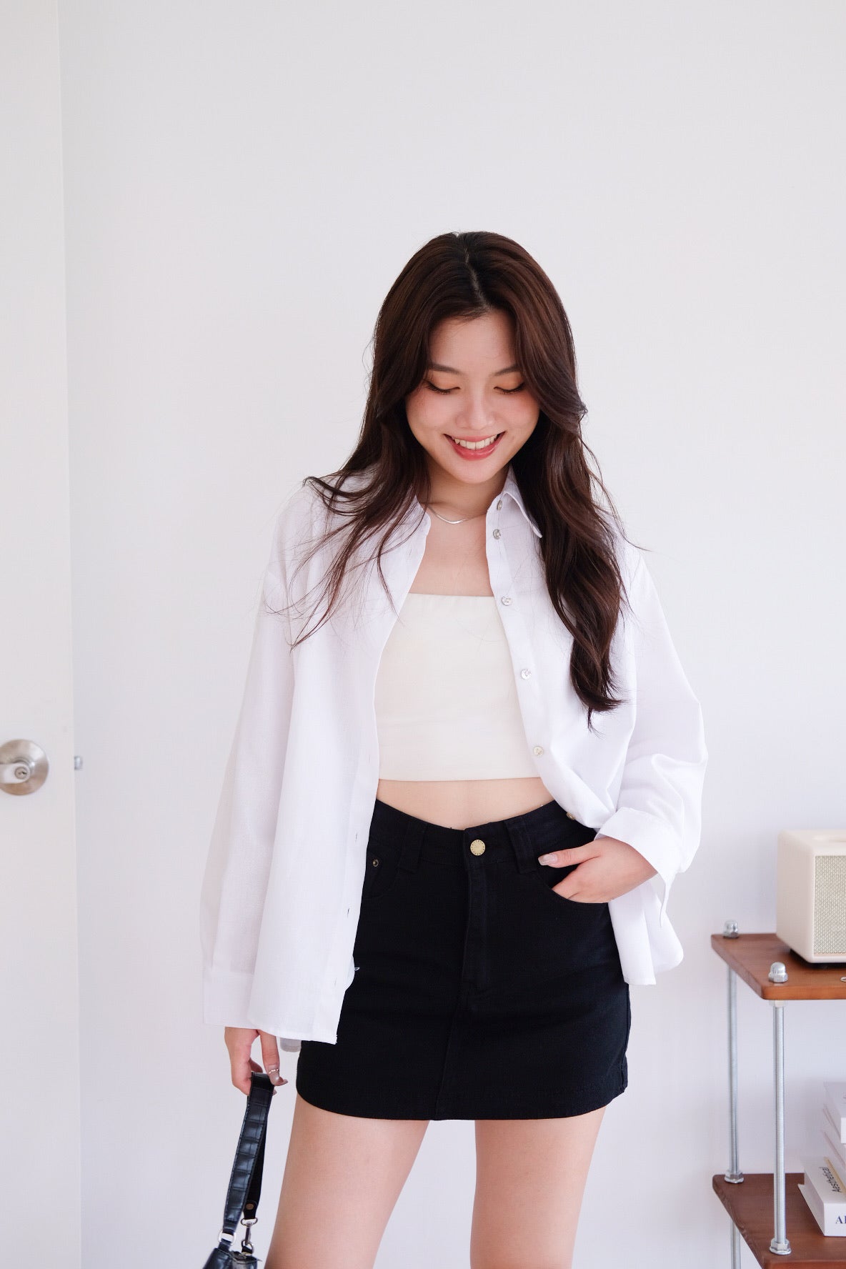 Downtown Linen Oversized Shirt (White)
