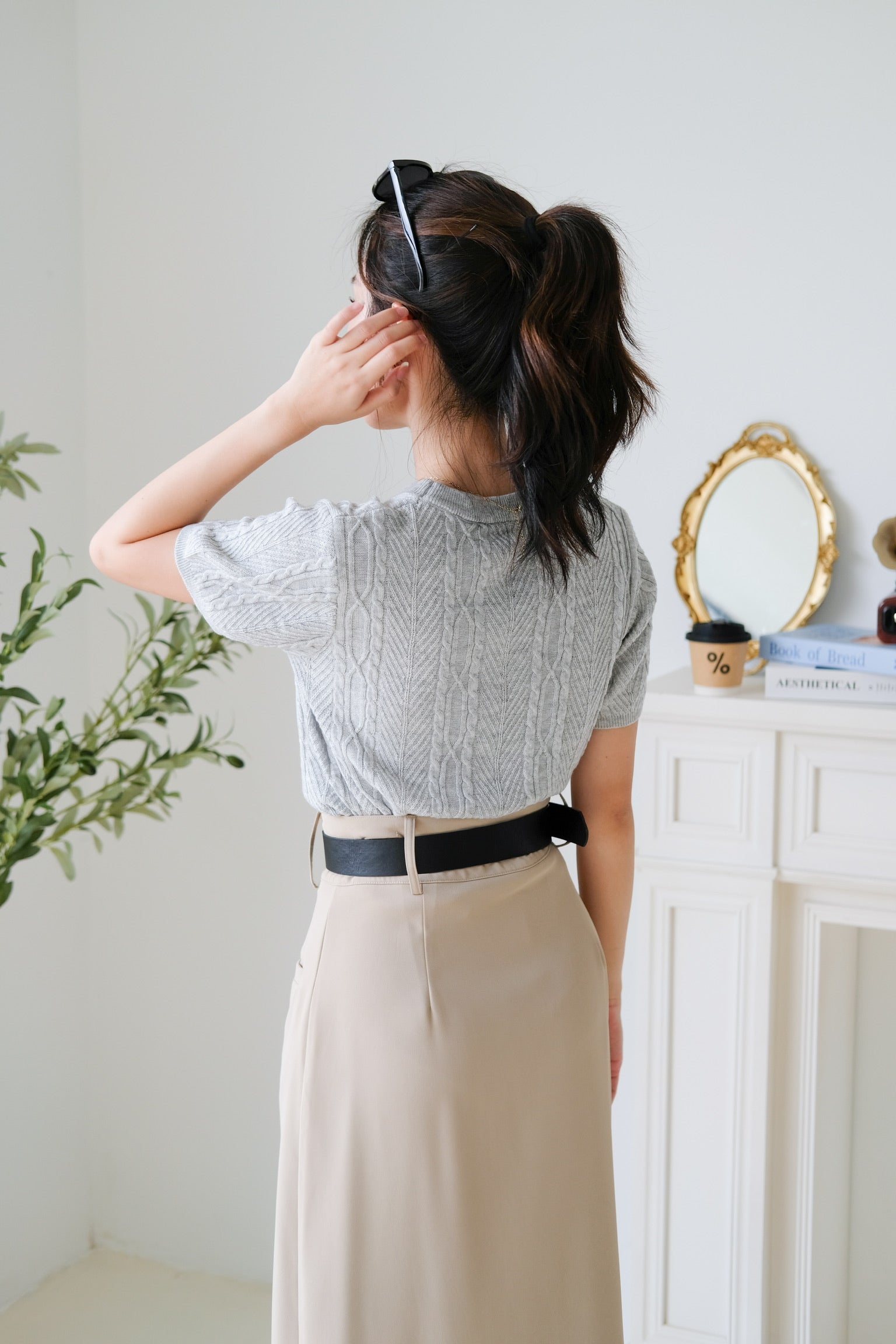 Carey Knit Tee (Light Grey)