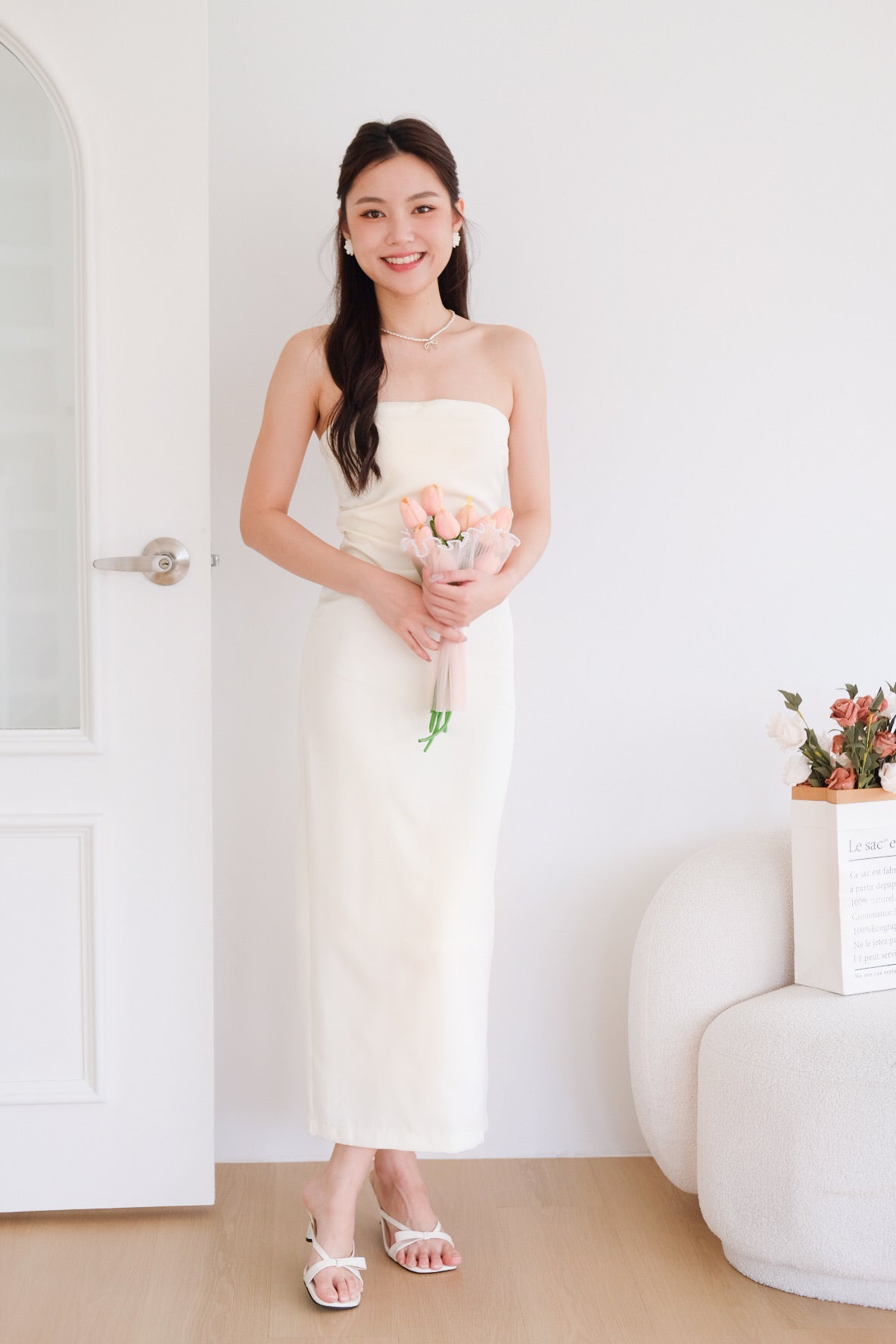 Whitney Tube Maxi Dress (Cream)
