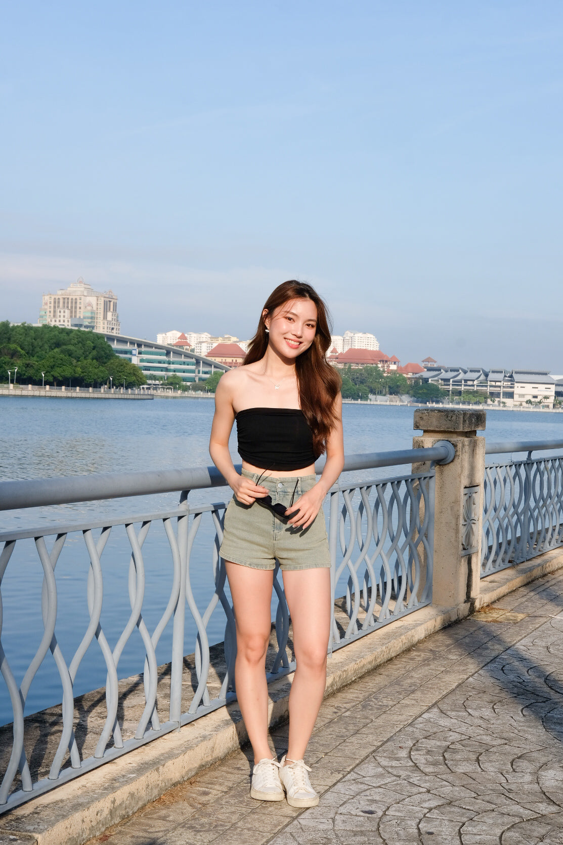 Absolute Denim High Waist Shorts (Salt Blue)