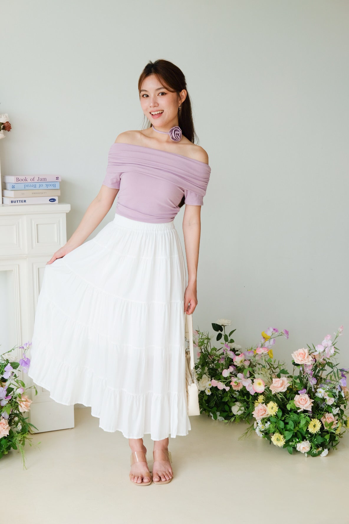 Willa Tiered Maxi Skirt (White)
