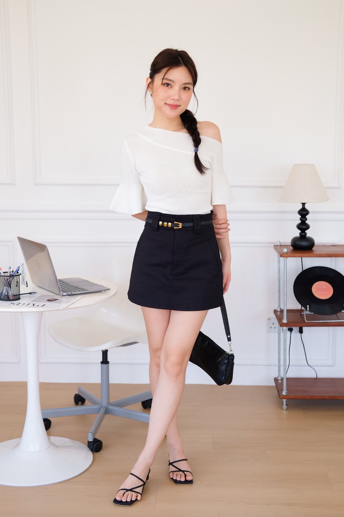 Maya Belt Pocket Skirt (Black)