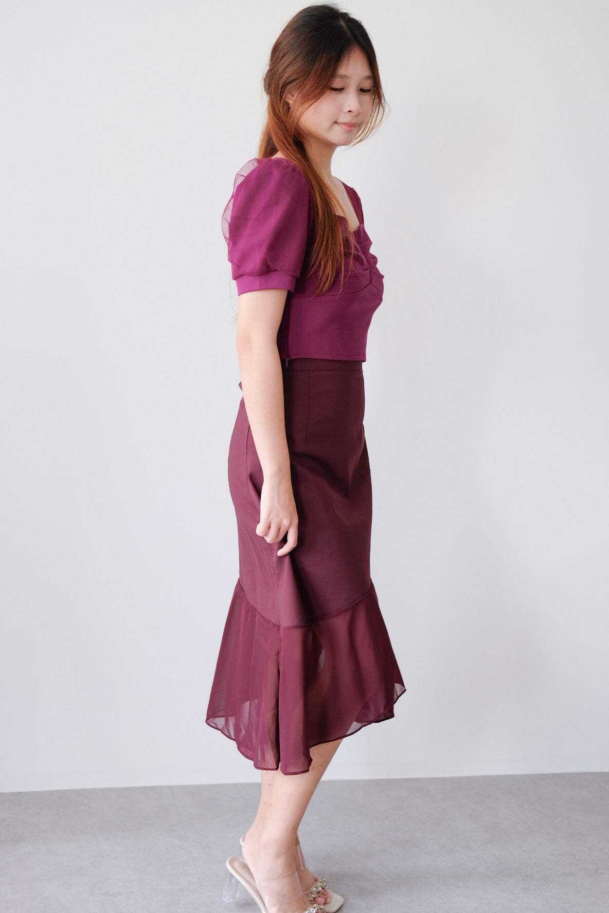 Purple Layered Mesh Skirt