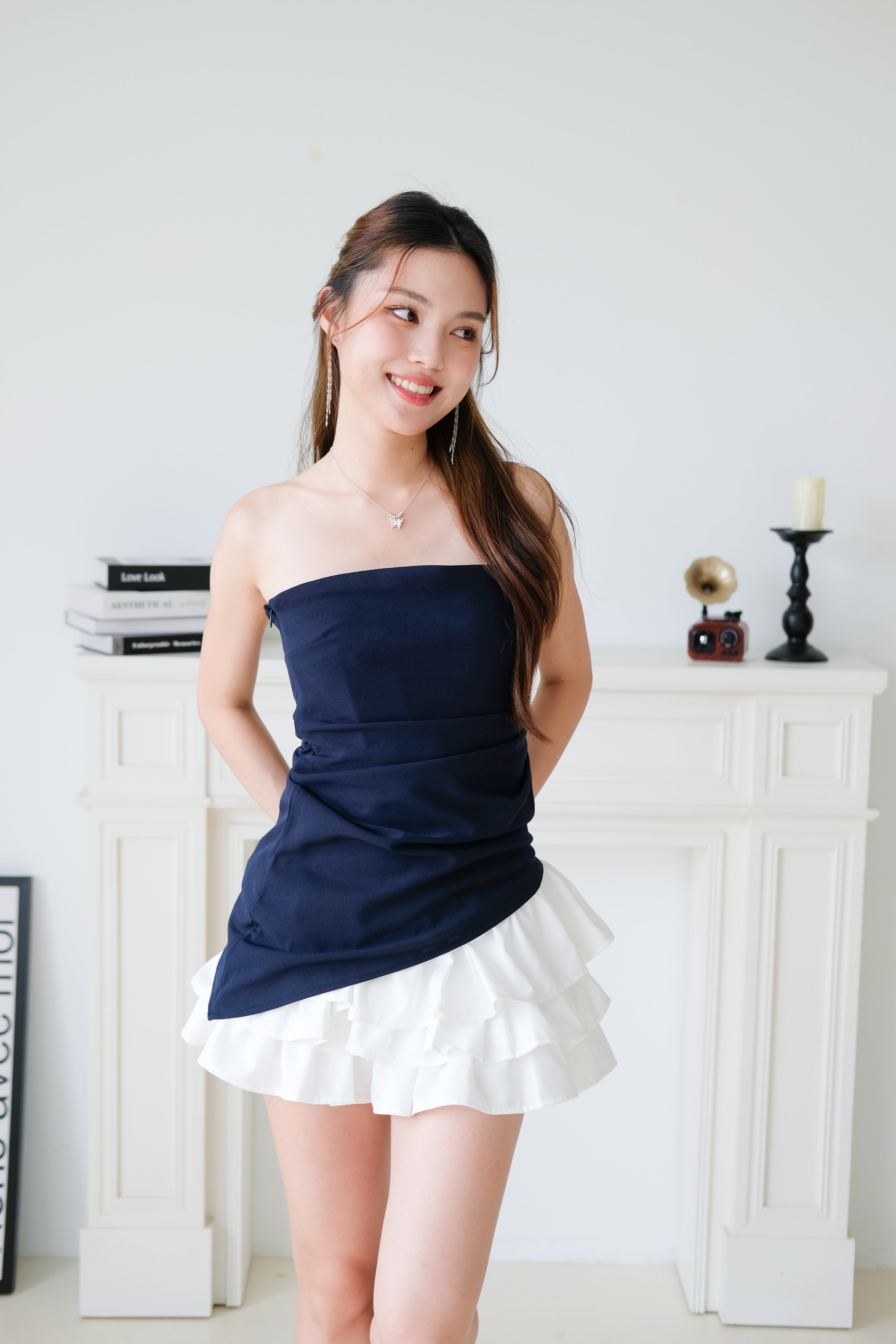 Power Hour Asymmetrical Tube Top (Navy Blue)